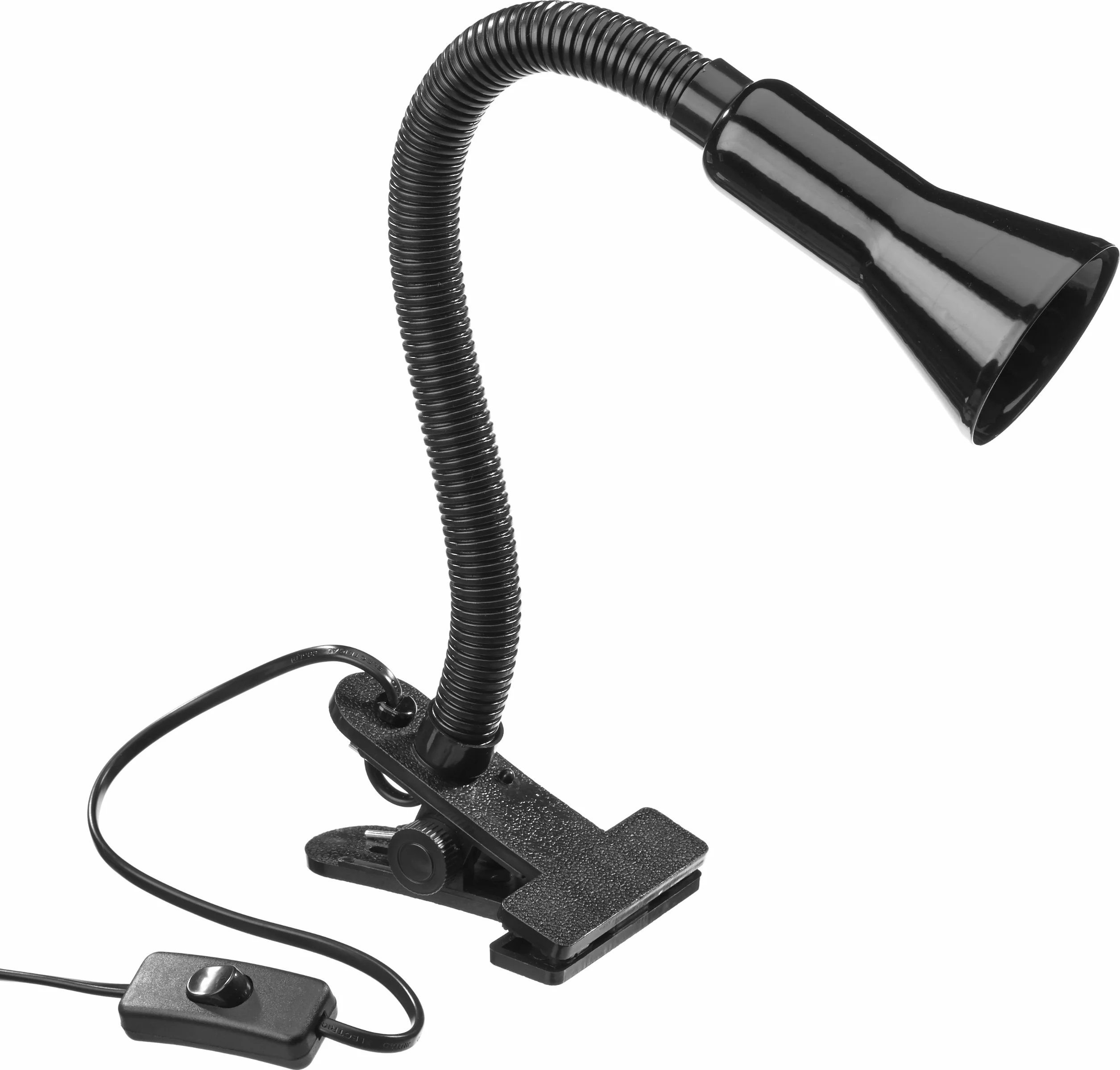 Trio Leuchten Lampa zaciskowa Flexo 5028010-02, metal/tworzywo sztuczne, czarna, bez 1 x E14, elastyczne ramię do czytania