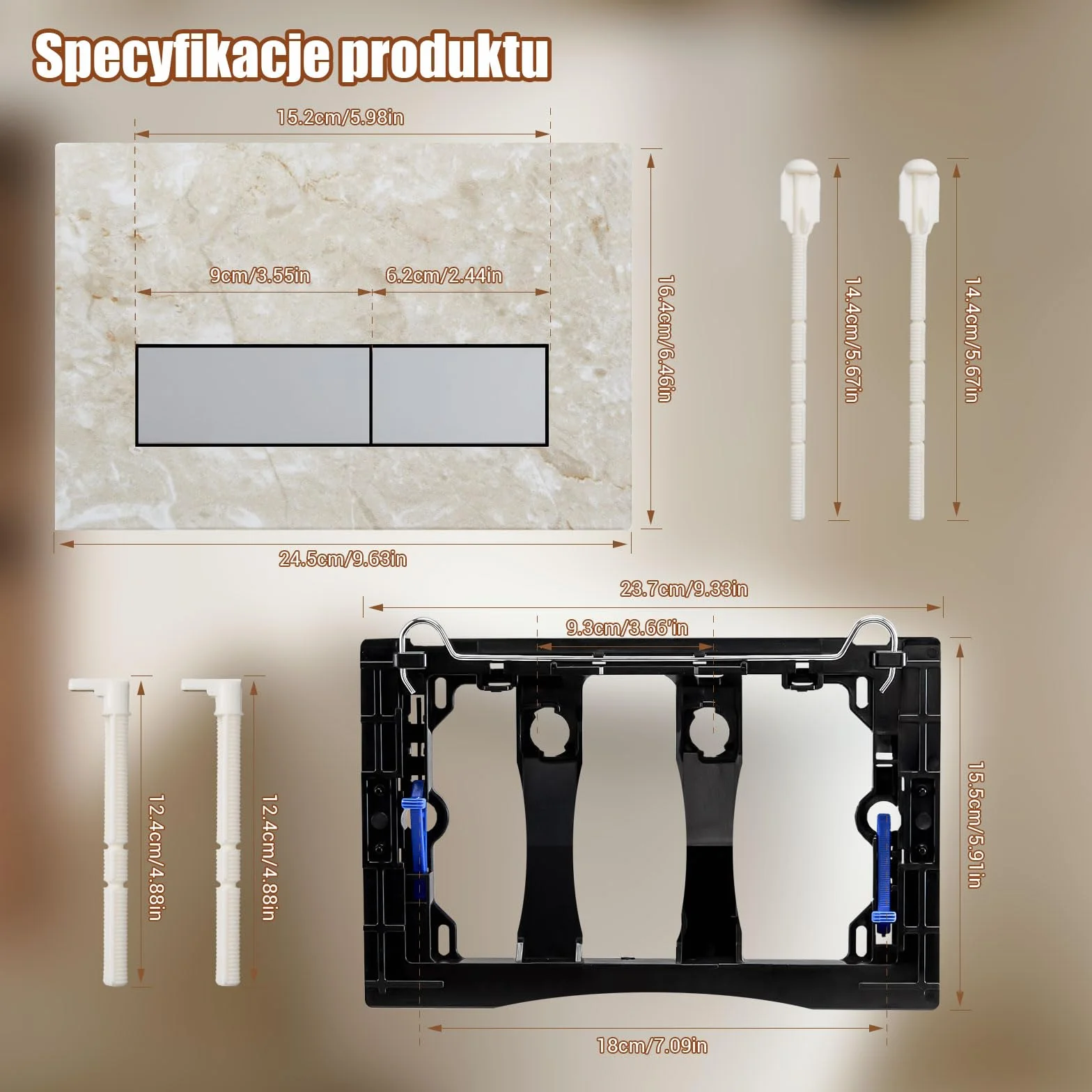 Przycisk spłukujący do WC, kompatybilny z Geberit Sigma20, UP300 i UP320, model dwustrumieniowy z paskiem regulującym przepływ i panelem stałym(Beżowy-Y4 & chromowany Przycisk)
