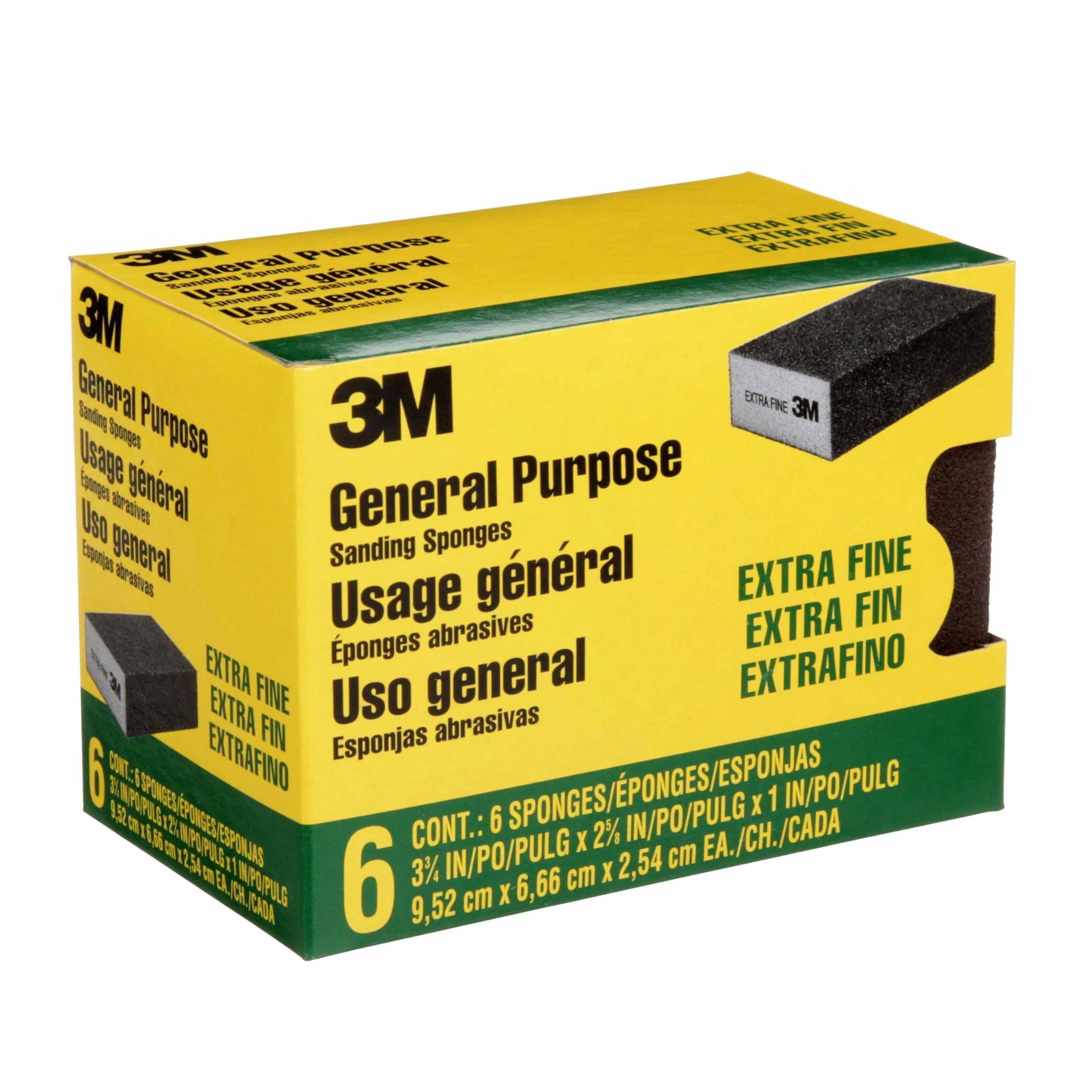 3M Sanding Sponge, Extra Fine Grit, 6 sztuk