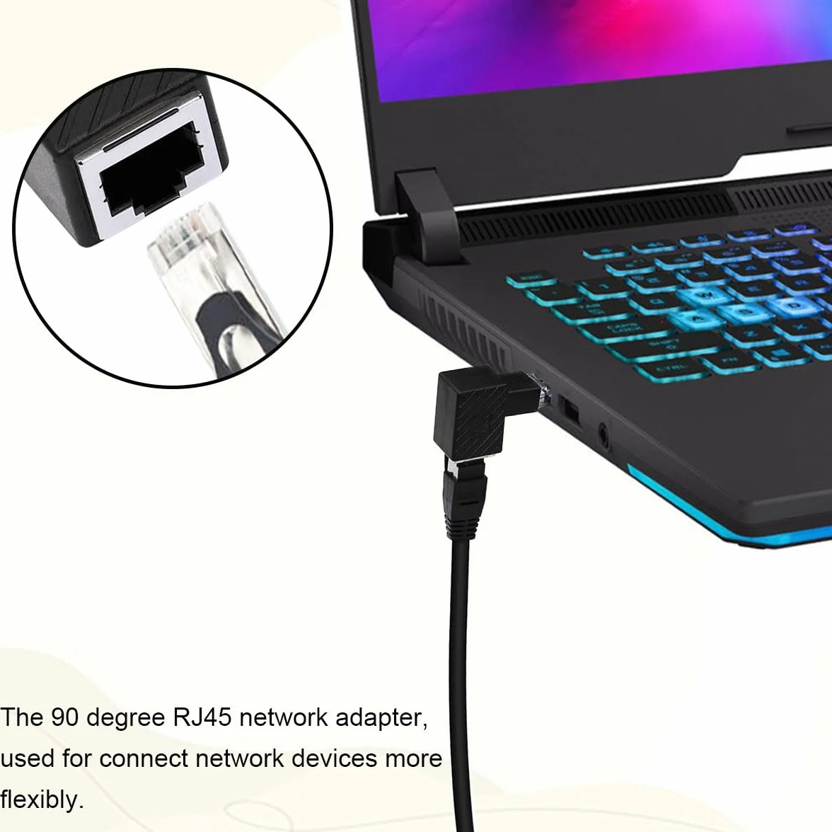 RJ45 adapter kątowy 90 stopni męski-żeński Cat6 LAN złącze sieciowe