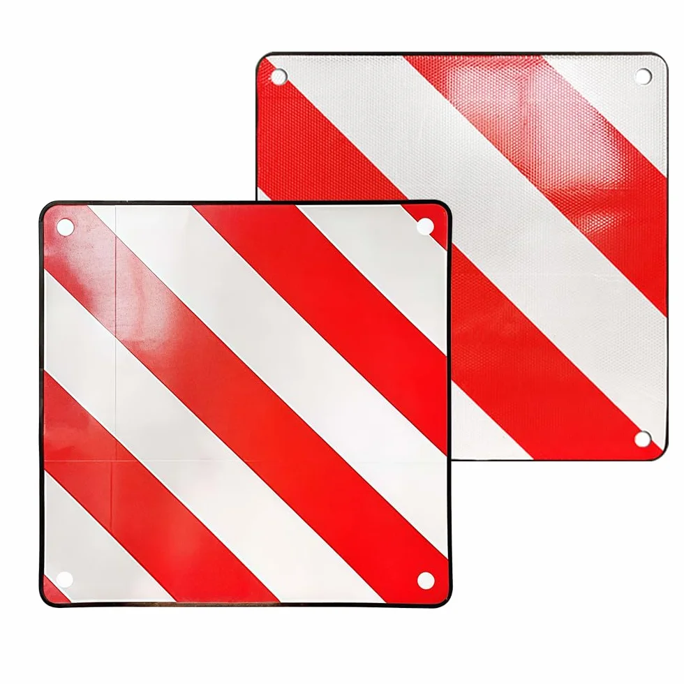 Tablica ostrzegawcza do bagażników rowerowych dla Włoch i Hiszpanii, 3w1 50x50 cm, aluminiowe tablice ostrzegawcze z 4 linami mocującymi do bagażników rowerowych, przyczep tylnych, przyczep