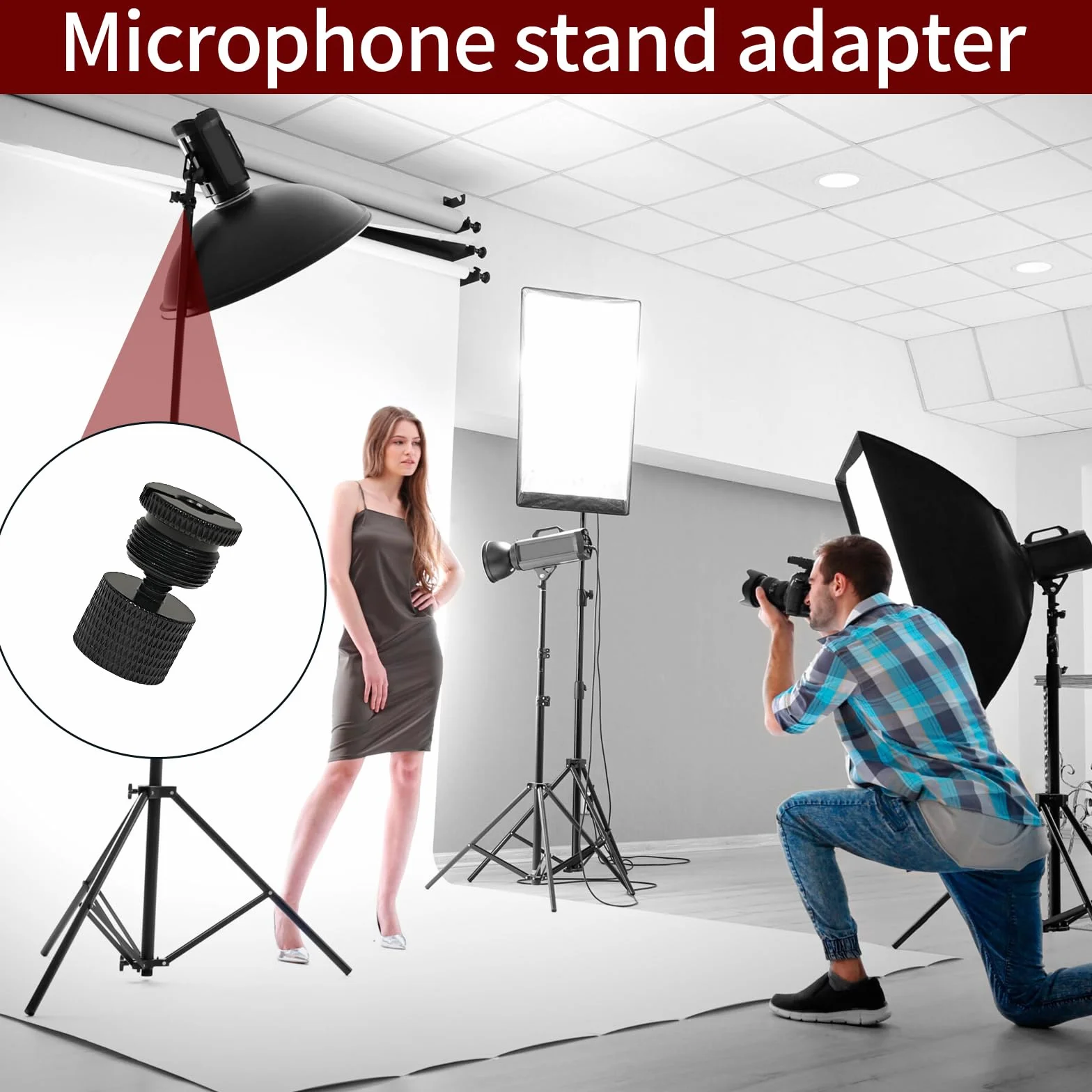 8 sztuk adapterów gwintowych, adapter do śruby statywu 5/8" na 3/8", 3/8" na 5/8", 5/8" na 1/4", 1/4" na 5/8", adapter do mikrofonu, zestaw adapterów gwintowych do statywów kamer i głośników