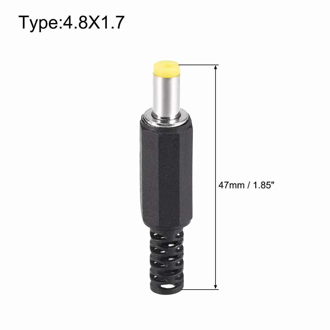 sourcing map 4 sztuki wtyczek DC 4,8 mm x 1,7 mm adapter gniazda sieciowego czarny