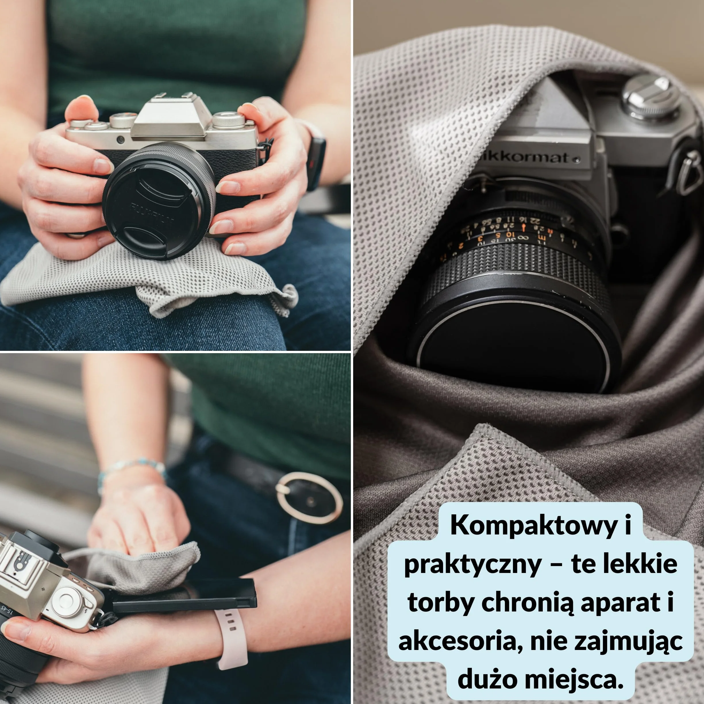 Lens-Aid woreczek z mikrofibry do obiektywów zestaw 3 sztuk S M L