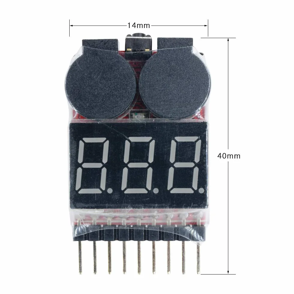 Tester baterii 1-8s Lipo Monitor niskiego napięcia z brzęczykiem alarmowym Kontroler napięcia LED 2 szt