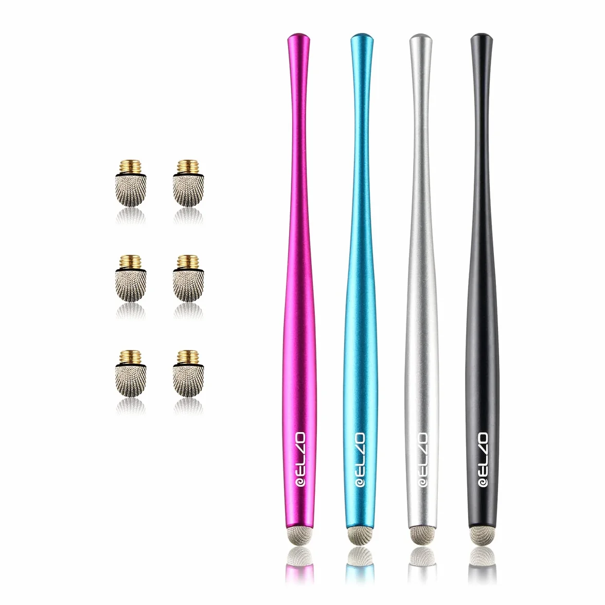 ELZO rysik uniwersalny dotykowy 4 sztuki do iPhone iPad Samsung Surface Huawei Chromebook czarny srebrny jasnoniebieski różowy
