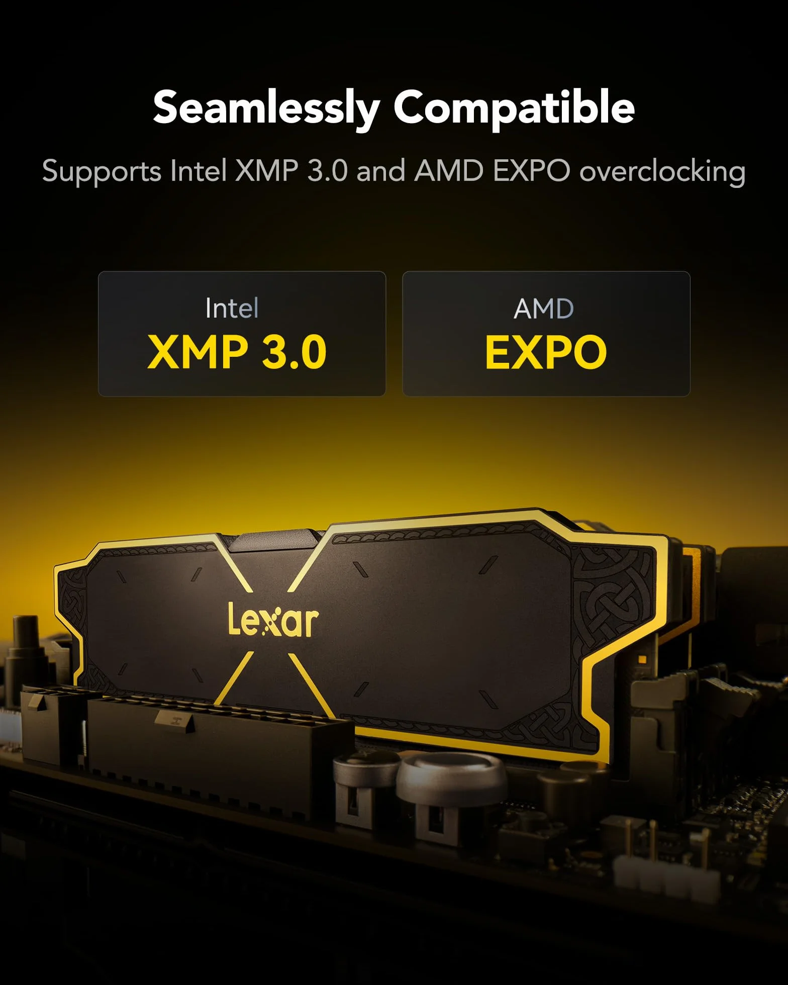 Lexar DDR5 RAM 32 GB zestaw (2 x 16 GB) 6000 MHz CL36, DRAM 288-pinowa pamięć UDIMM stacjonarna, pamięć PC, wysoka wydajność pamięci komputerowej do Intel XMP 3.0/AMD EXPO, dla AI, gier, CL36-40-40-96