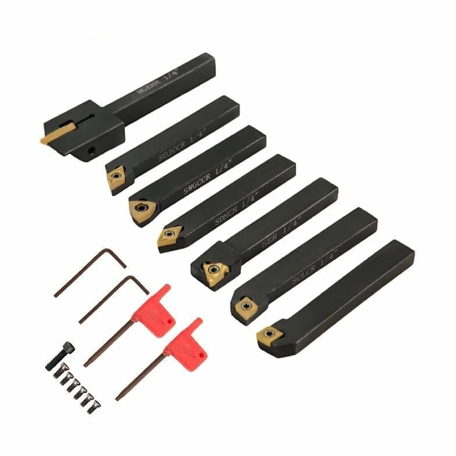 7 SZTUK Zestaw narzędzi tokarskich z węglików spiekanych Uchwyt narzędziowy 1/2 "1/4"do cyfrowej tokarki CNC Chaser SER dłutowanie MEGHR okrągły nóż(0.25 inch)