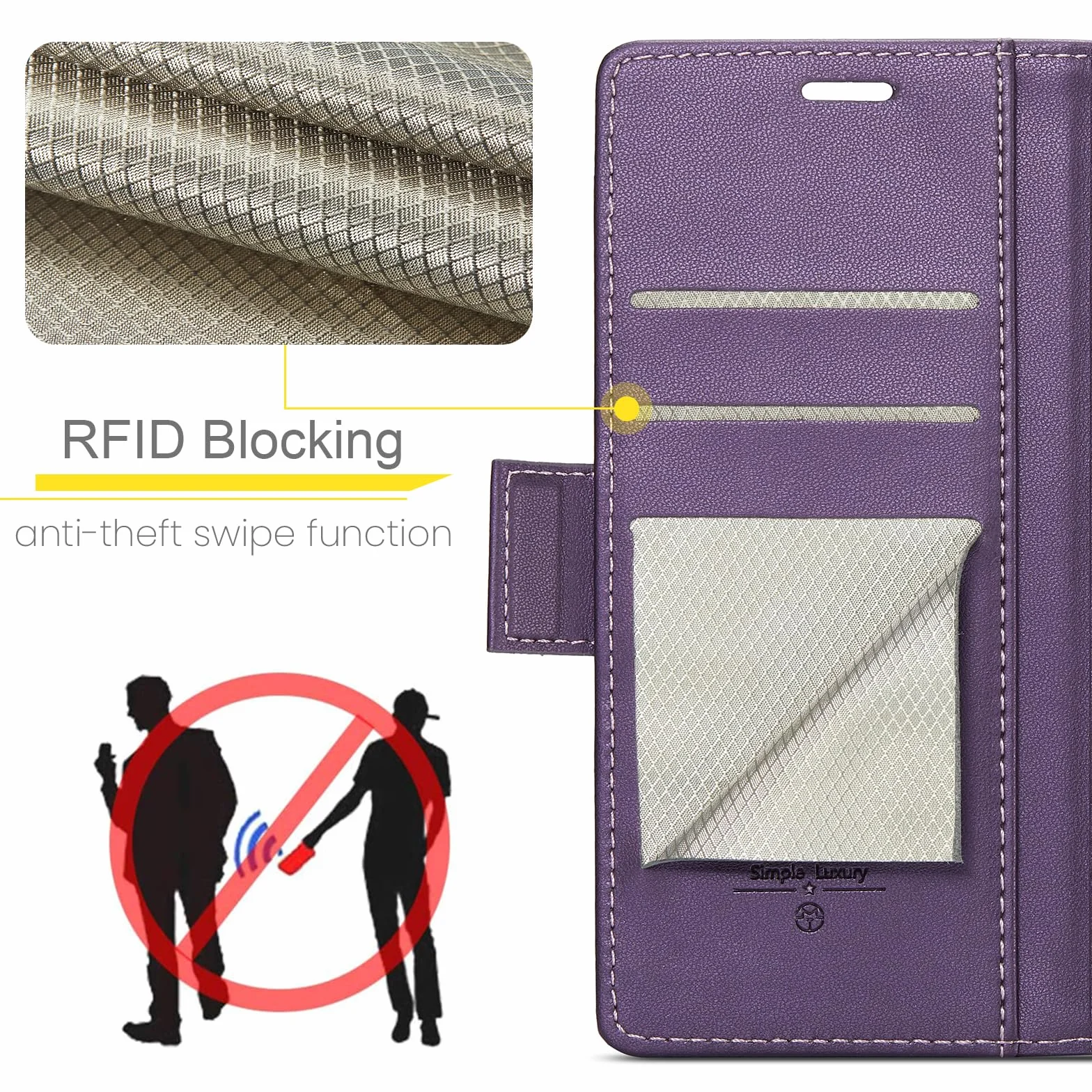 Etui do Google Pixel 9 Pro XL, wysokiej jakości skórzane portfela Case z [blokada RFID] stojak magnetyczne karty klapką ochrona obudowa Kompatybilne Google Pixel 9 Pro XL, Fioletowy