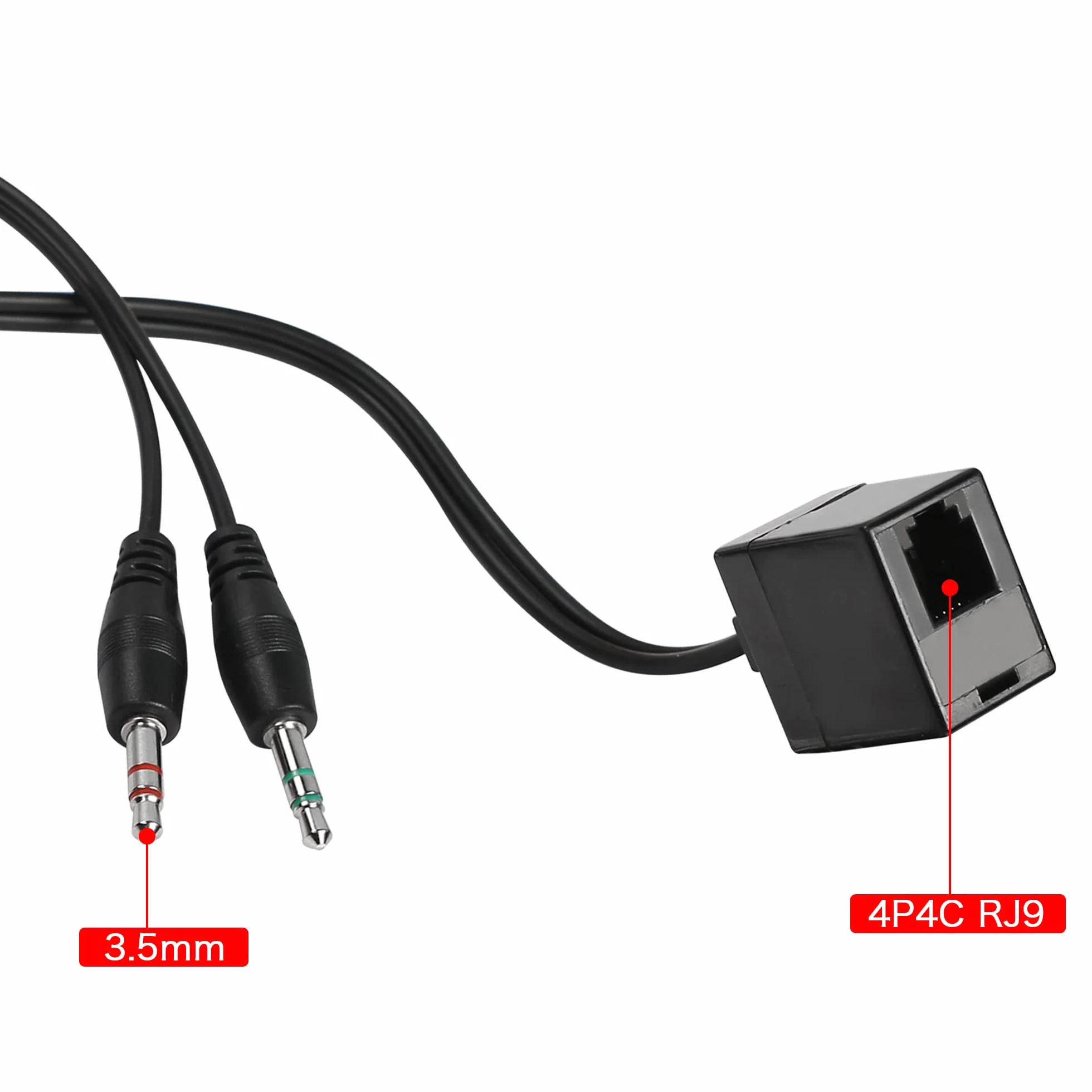 QIANRENON RJ9 4P4C na 3,5 mm kabel adaptera telefonicznego żeński na podwójny męski stereo