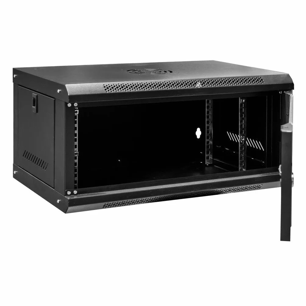 Szafa Rack 19" 6U Wisząca Serwerowa 400 mm Otwierane Boki Metalowa Czarna Mega-M