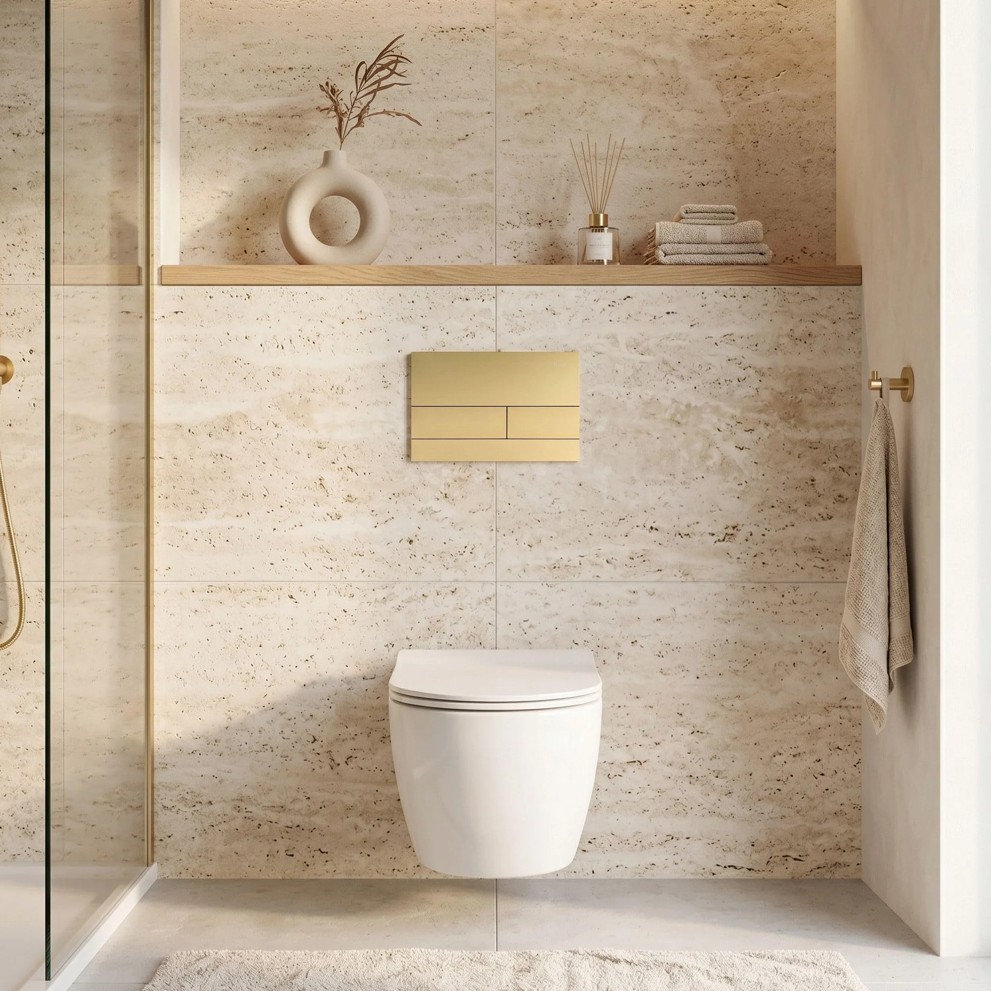 Rea - Stelaż Zestaw Podtynkowy Slim 024n Do Mis Wc Z Przyciskiem T Złoty Szczotkowany - 22x35,2x106,2 cm