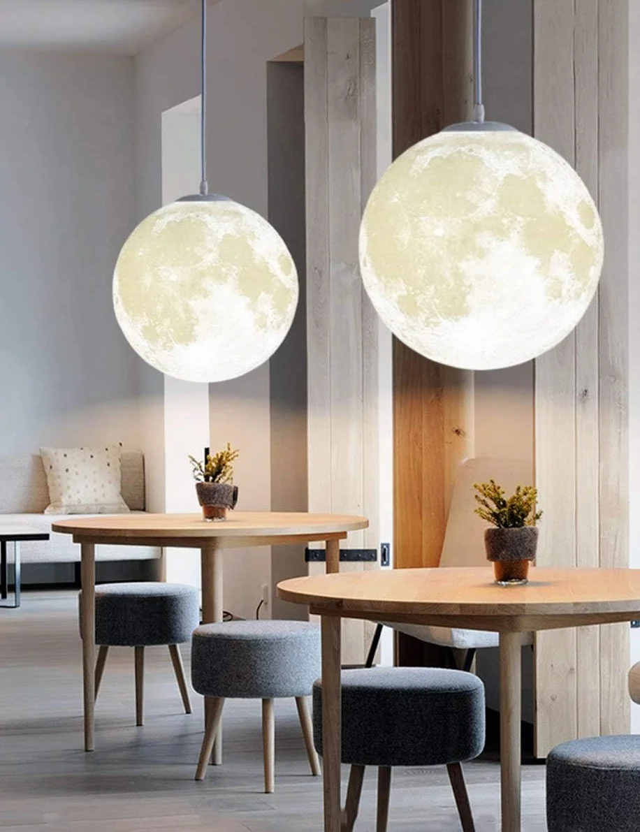 Lampa wisząca księżyc, nadruk 3D, lampa sufitowa, przemysłowa lampa dekoracyjna, lampa księżycowa, lampa sufitowa, lampa księżycowa, z regulacją wysokości, do pokoju dziecięcego, restauracji