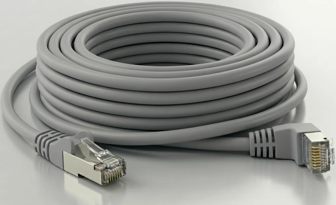 Kabel kątowy LAN Cat 6 90° 5,0 m S/FTP PIMF RJ45 Gigabitowy kabel krosowy szary