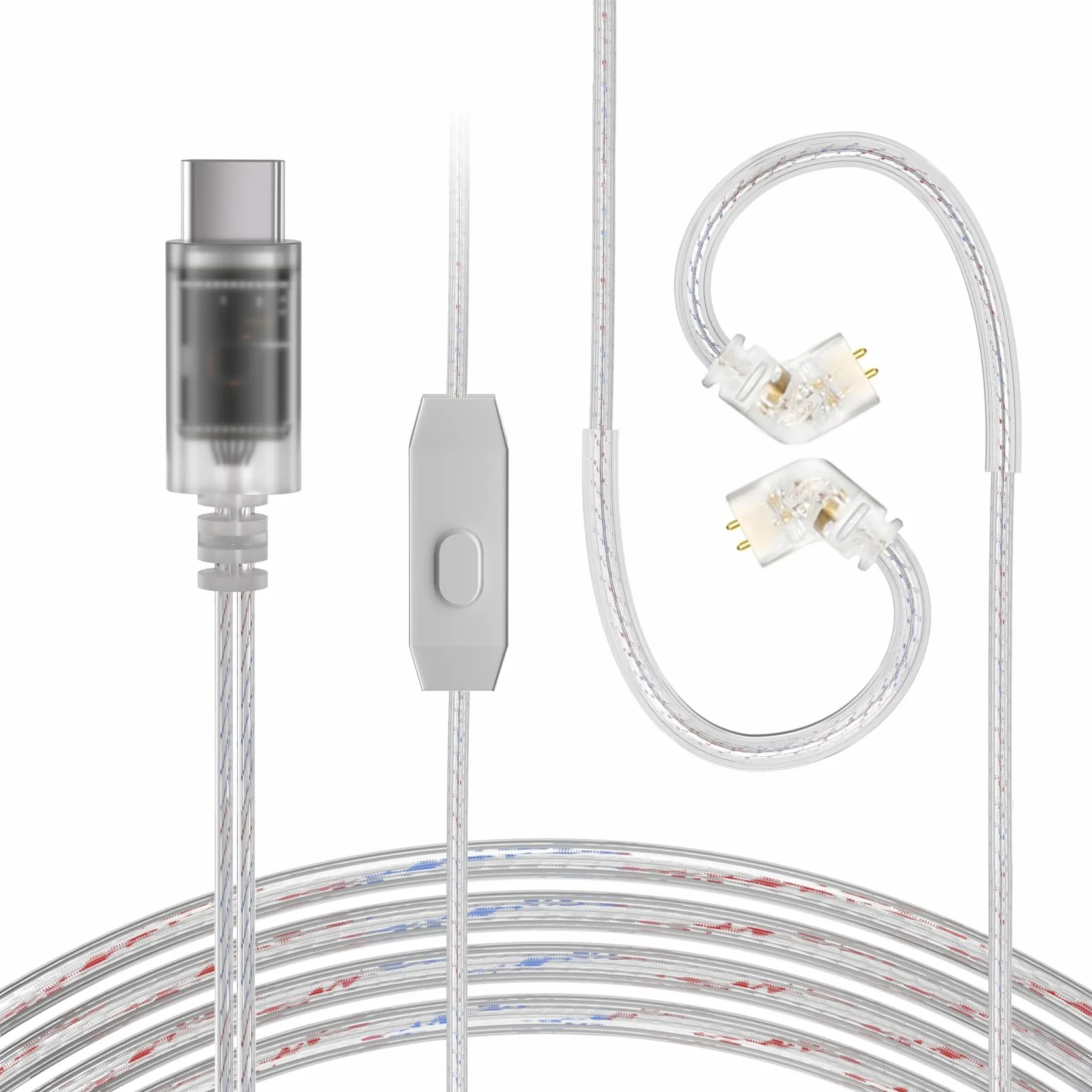 CCZ C03 kabel USB-C IEM z mikrofonem 4N posrebrzany OFC QDC Pin DAC Chip 120 cm In-Ear Monitor kabel do KZ ZSN PRO X, ZS10 PRO, ZS10 PRO X, ZS12 PRO X, EDX PRO, Castor, KBEAR Storm