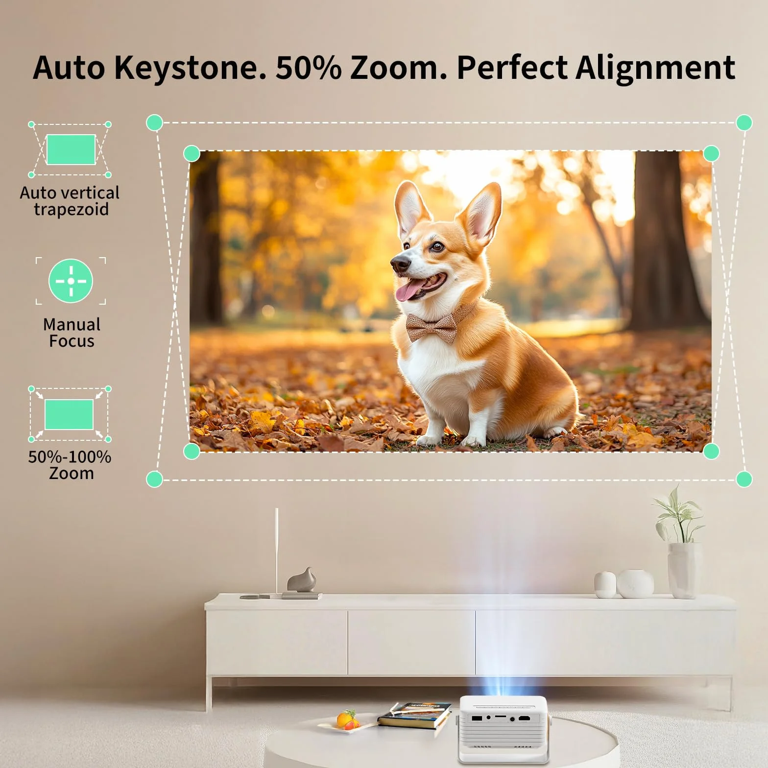YOTON Mini Projektor - Y3 Przenośny projektor 1080P Full HD, Korekcja tTapezu ±15°, 200 cali, Zoom 25%, Projektor Wideo Kina Domowego kompatybilny z HDMI/USB/iOS/Android/Firestick/PS5
