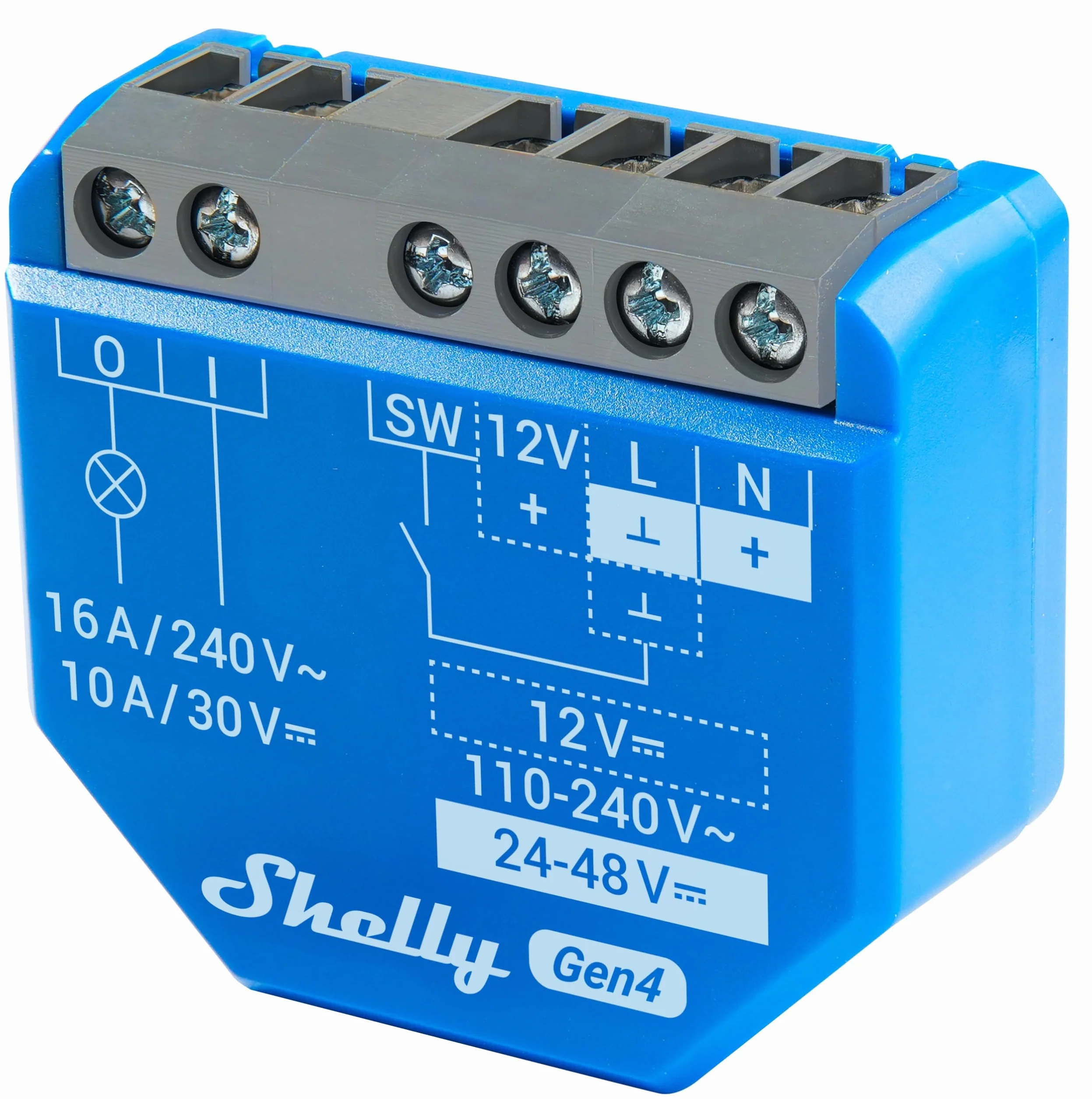 SHELLY Przekaźnik 1 Gen4, 16 A, WLAN, Bluetooth, niebieski, 3 sztuki