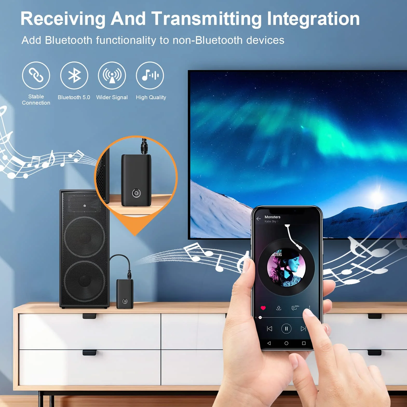 Bezprzewodowy adapter Bluetooth 5.0 2 w 1 nadajnik odbiornik do telewizora PC