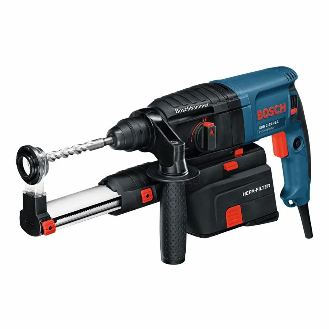 Bosch Professional: młot udarowo-obrotowy GBH 2-23 REA (zintegrowany i zdejmowany moduł odsysający, rękojeść dodatkowa, walizka)
