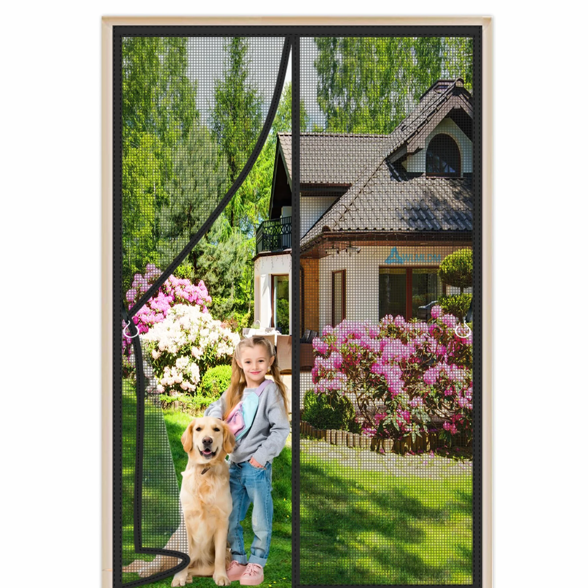 Drzwi balkonowe z moskitierą magnetyczną 150x280cm Magnetyczne magnetyczne drzwi okienne zamykane samoczynnie ochrona przed owadami na balkonowe tarasowe Czarny