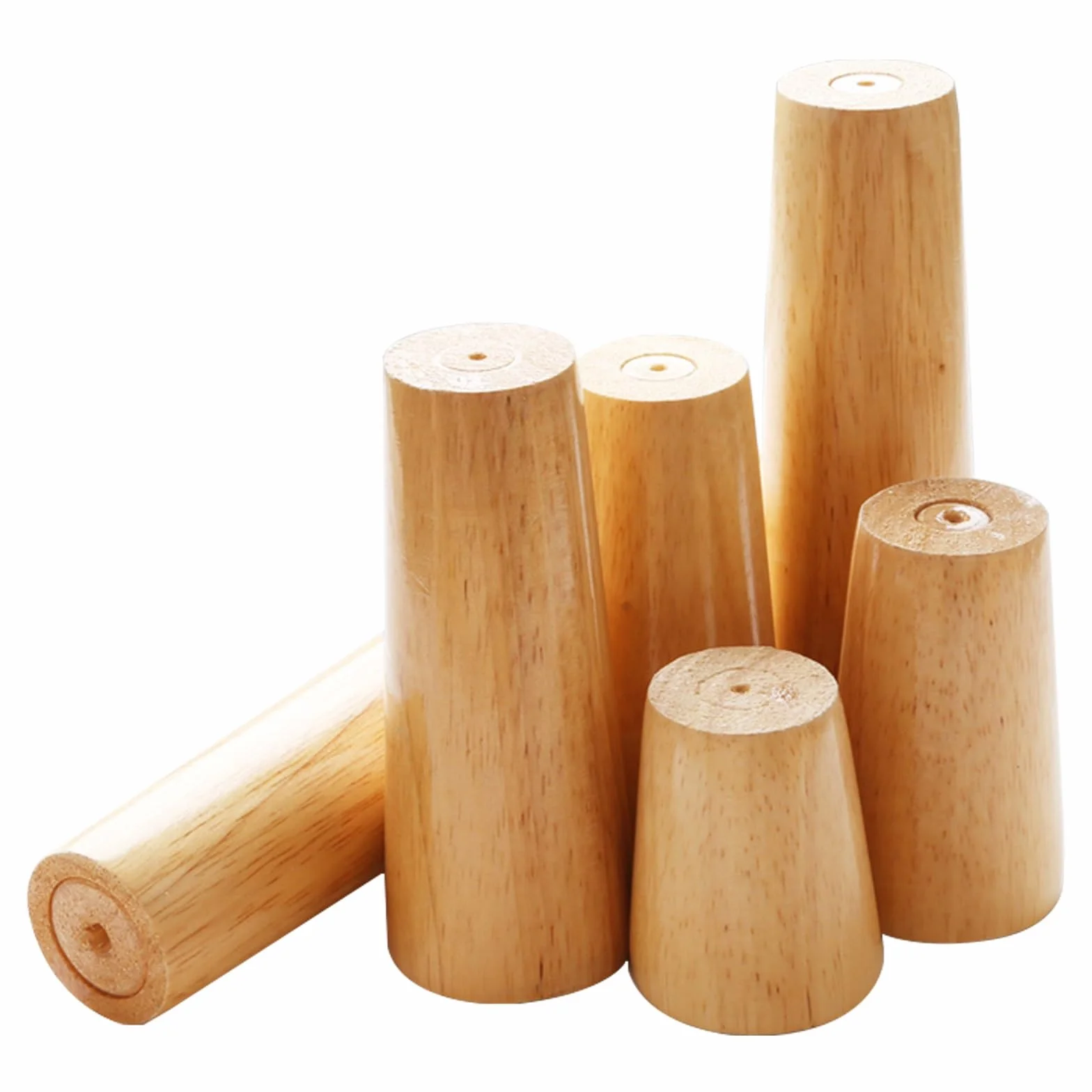 Nogi meblowe z naturalnego litego drewna, 60 cm, okrągłe, niedokończone, wymienne nogi ze śrubami montażowymi, do ramy łóżka i listwy środkowej, trwałe i stylowe podparcie