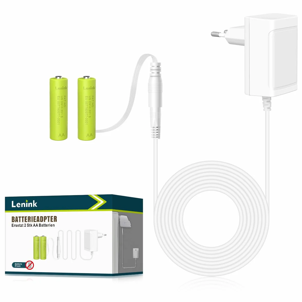 Lenink Zasilacz sieciowy 3 V, zamiennik 2 x baterii AA, kompatybilny z Bosch, Homematic IP, Eve Thermo i TP-Link Kasa, inteligentny termostat do grzejnika, dekoracja bożonarodzeniowa (zielony)