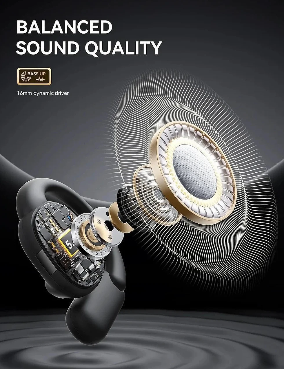 JOYROOM Słuchawki douszne Open Ear Bluetooth 5.4 cyfrowy wyświetlacz LED 50h odtwarzania wodoodporne IPX4