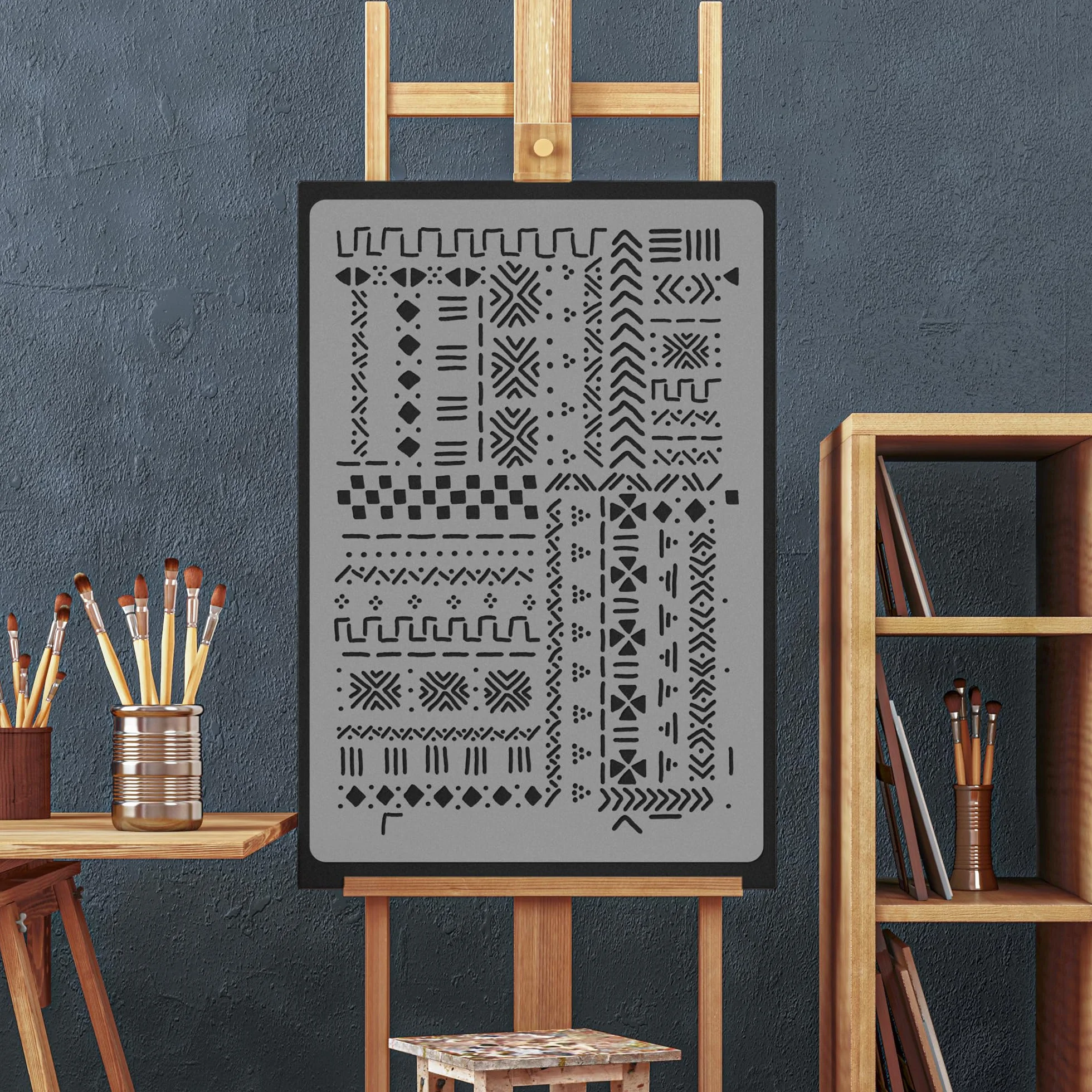 Szablon malarski wielokrotnego użytku // 65x95cm // MALI MUDCLOTH #2 - ETNO // powtarzalny