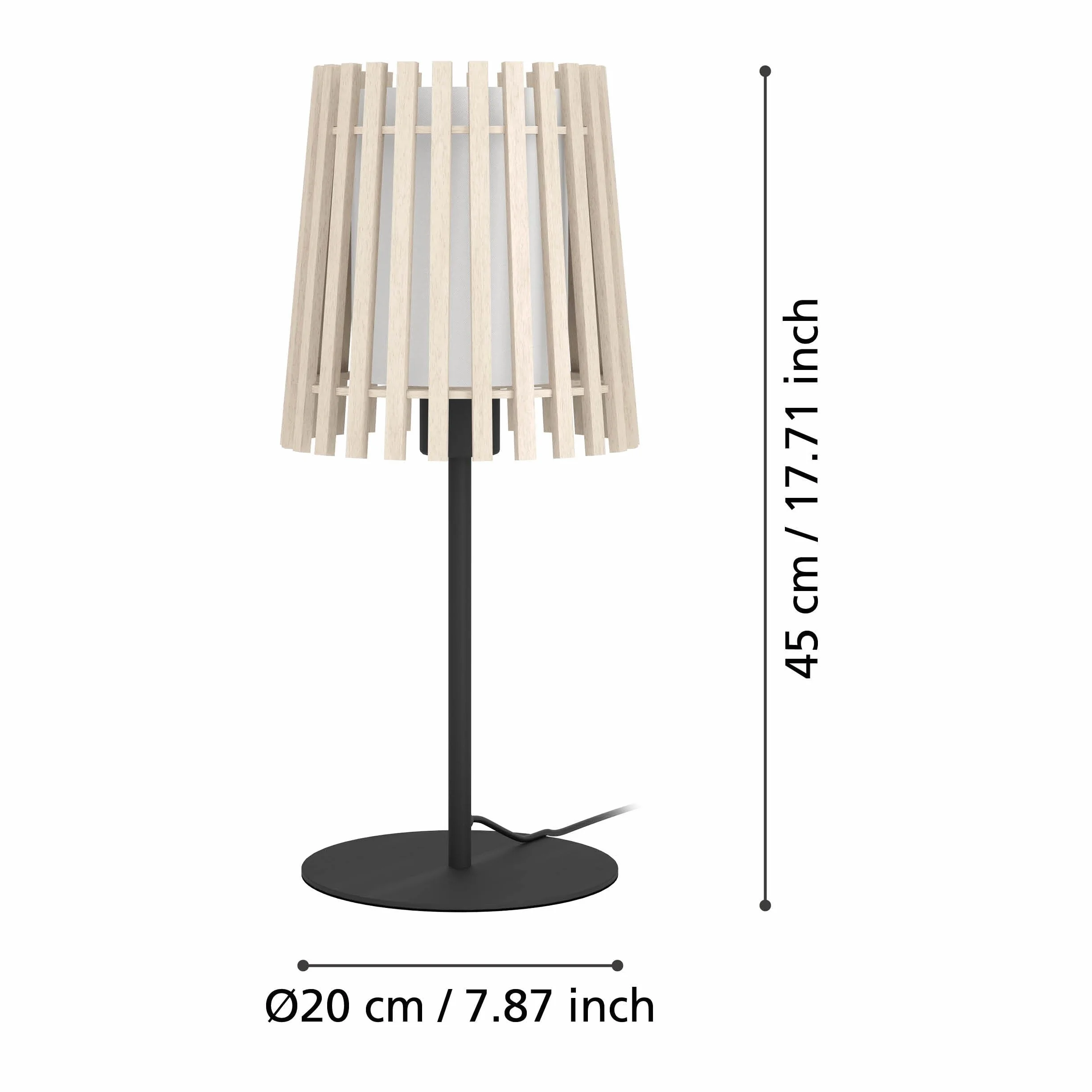 EGLO lampa stołowa Fattoria, naturalna lampka nocna | lampka z jasnego drewna i białej tkaniny, oświetlenie do salonu i sypialni, oprawa E27