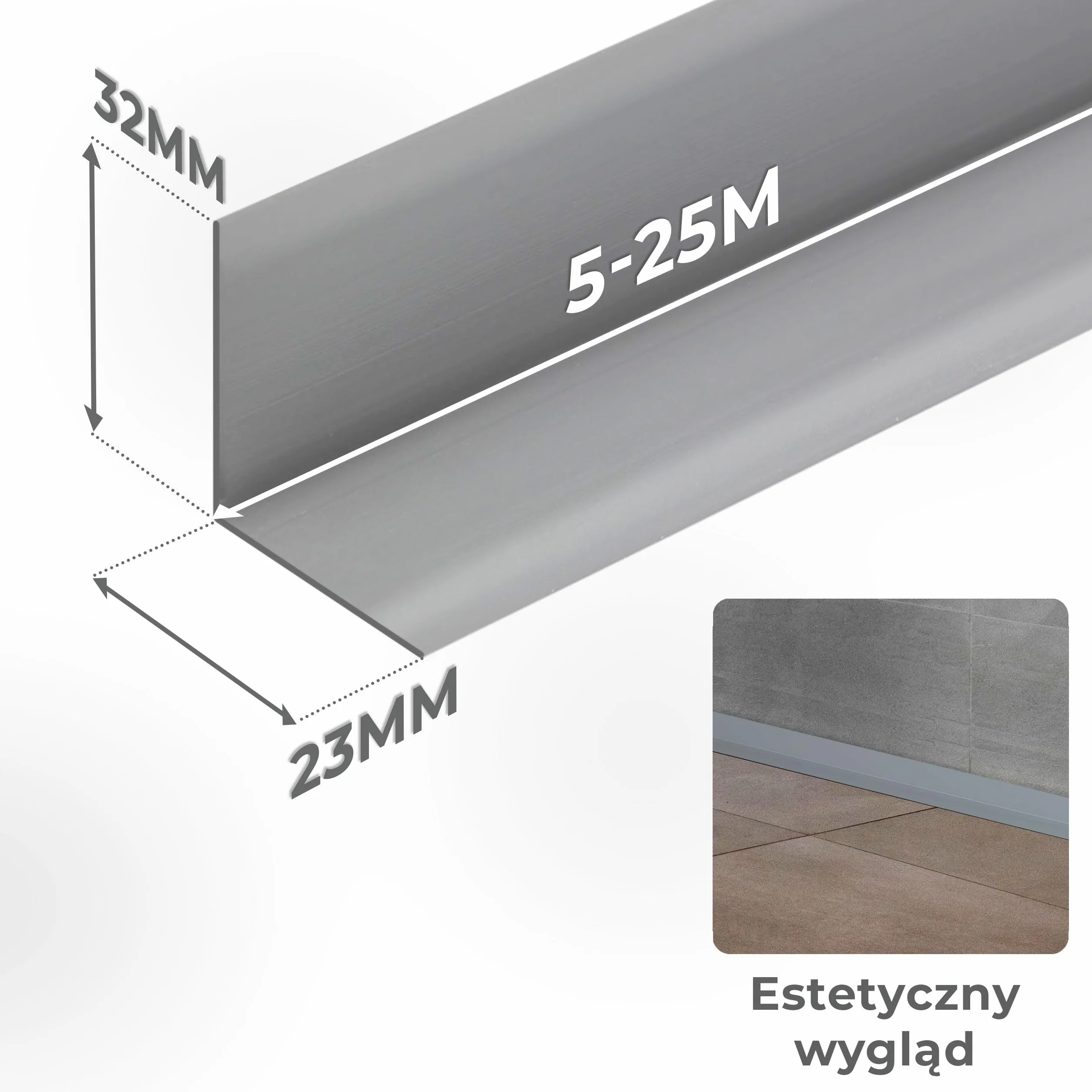 QUEST Listwa przypodłogowa PVC 32x23 mm, samoprzylepna elastyczna, miękka listwa podłogowa, cokołowa, ciemny brąz, 15 m