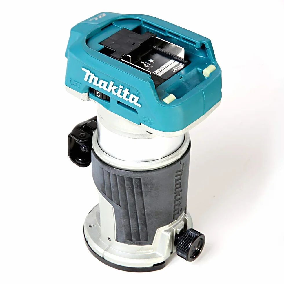 Makita DRT50ZX4 Trymer do Frezarki 18 V, Czarny/Niebieski, 0 do 40 mm