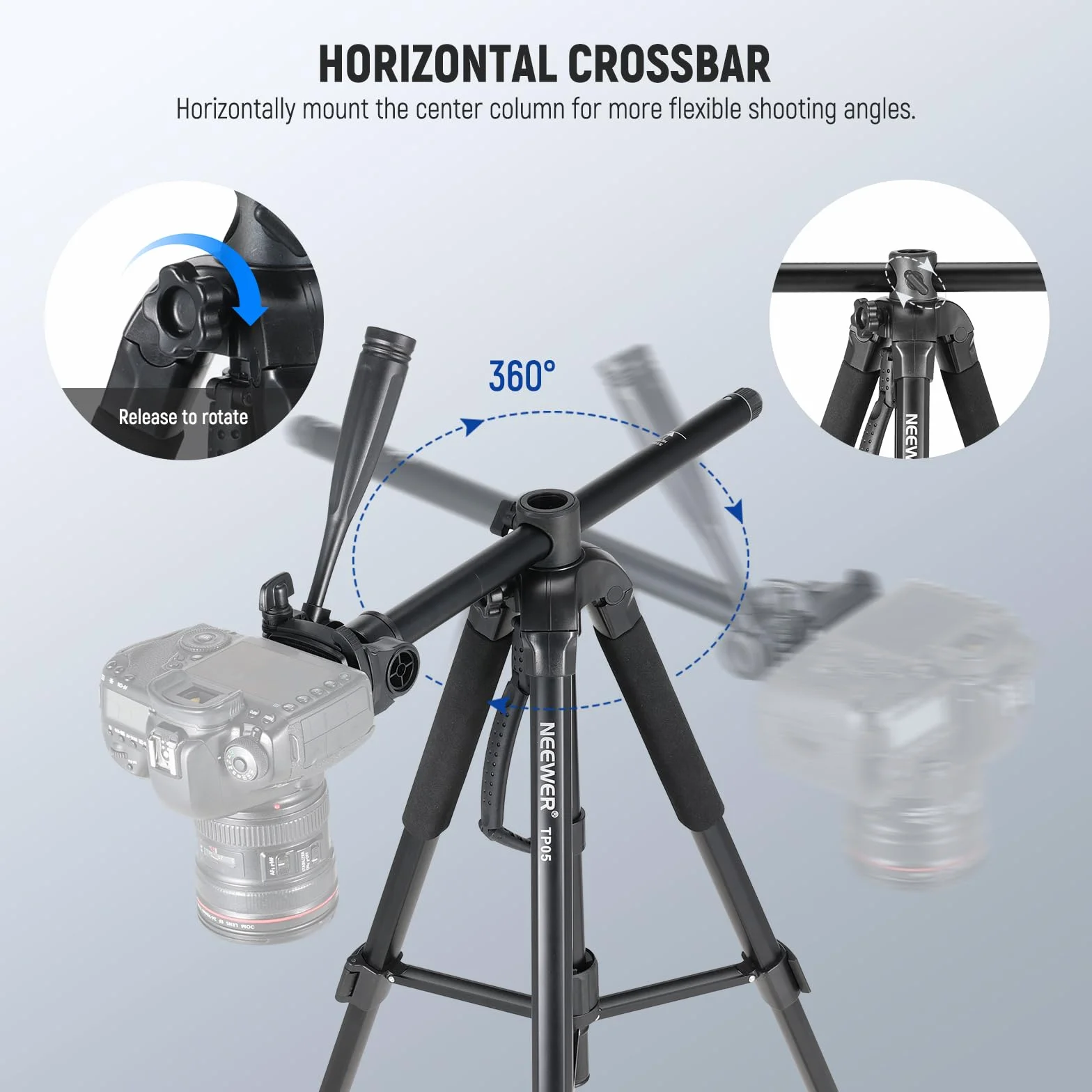 NEEWER BASICS TP05 Statyw Wideo Monopod 188 cm 3-Kierunkowy Uchwyt na Telefon z Głowicą Pan Tilt