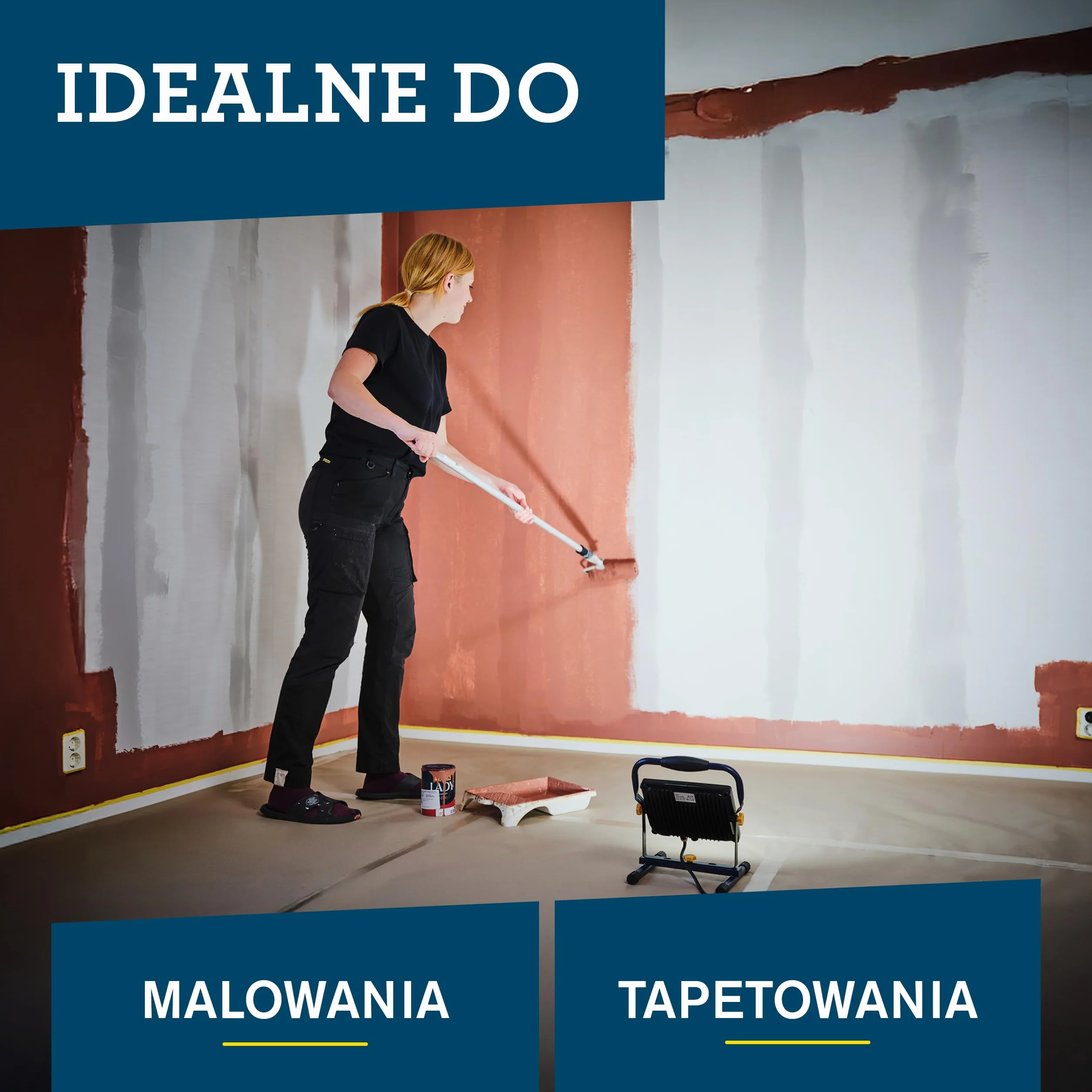 Lampa robocza LED Rapid Painter+, Jasność 5000 Lumenów, Regulowany Kącie Światła do Malowania i Remontów, Antyodblaskowa, Moc 50W, Reflektor IP65 i Temperatura Barwy 6000K, Przewód 2,5m (5001730)