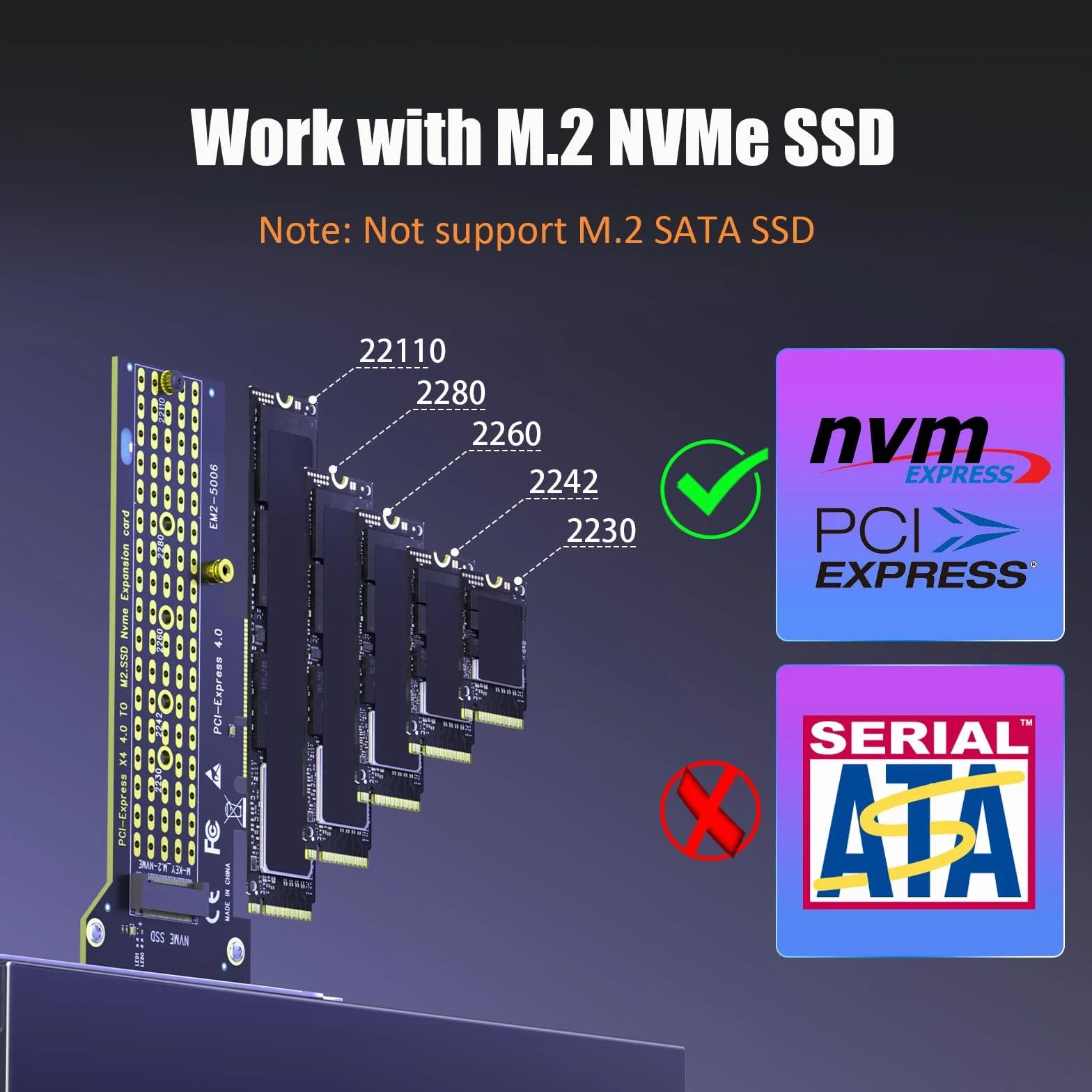 GLOTRENDS PA22110 Adapter M.2 NVMe do PCIe 4.0 X4 dla 22110 M.2 NVMe SSD