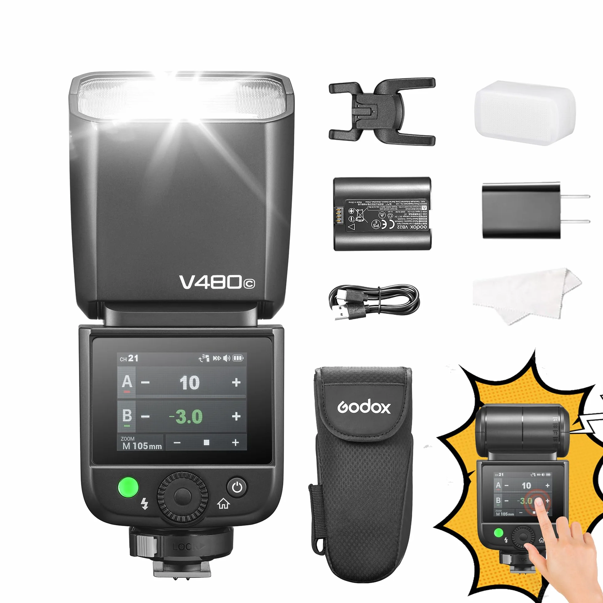 Godox V480 F TTL lampa błyskowa Speedlite GN50 HSS 2,4 GHz bezprzewodowa z ekranem dotykowym do aparatów Fuji