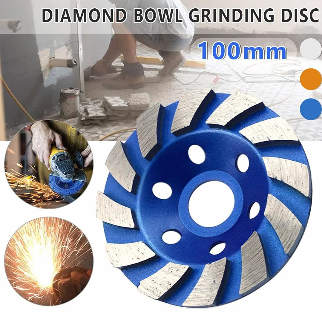 Diamentowe ściernice garnkowe, diamentowe elektronarzędzia do szlifowania 4" 100 mm Diamentowa tarcza szlifierska w kształcie misy, beton, granit, kamień, tarcza ceramiczna(Blue)