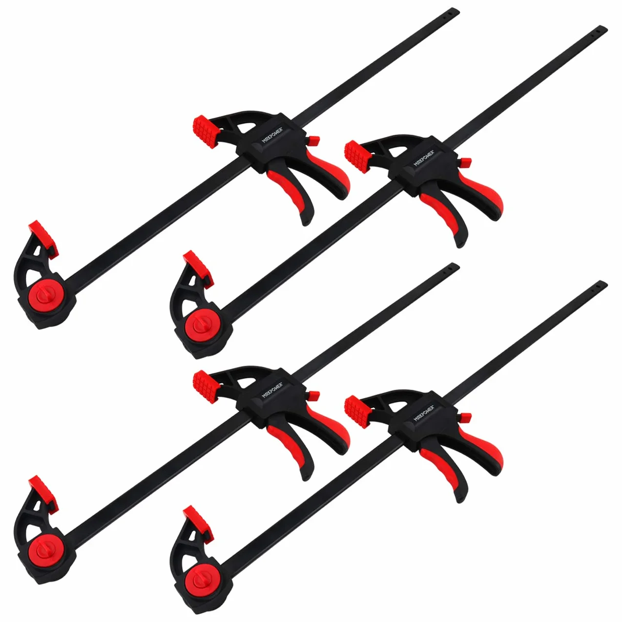 Zestaw zacisków prętowych 4 szt., MAXPOWER 24"/600 mm, szybkozłączka z grzechotką F, 800 mm, zestaw zacisków do obróbki drewna i projektów DIY