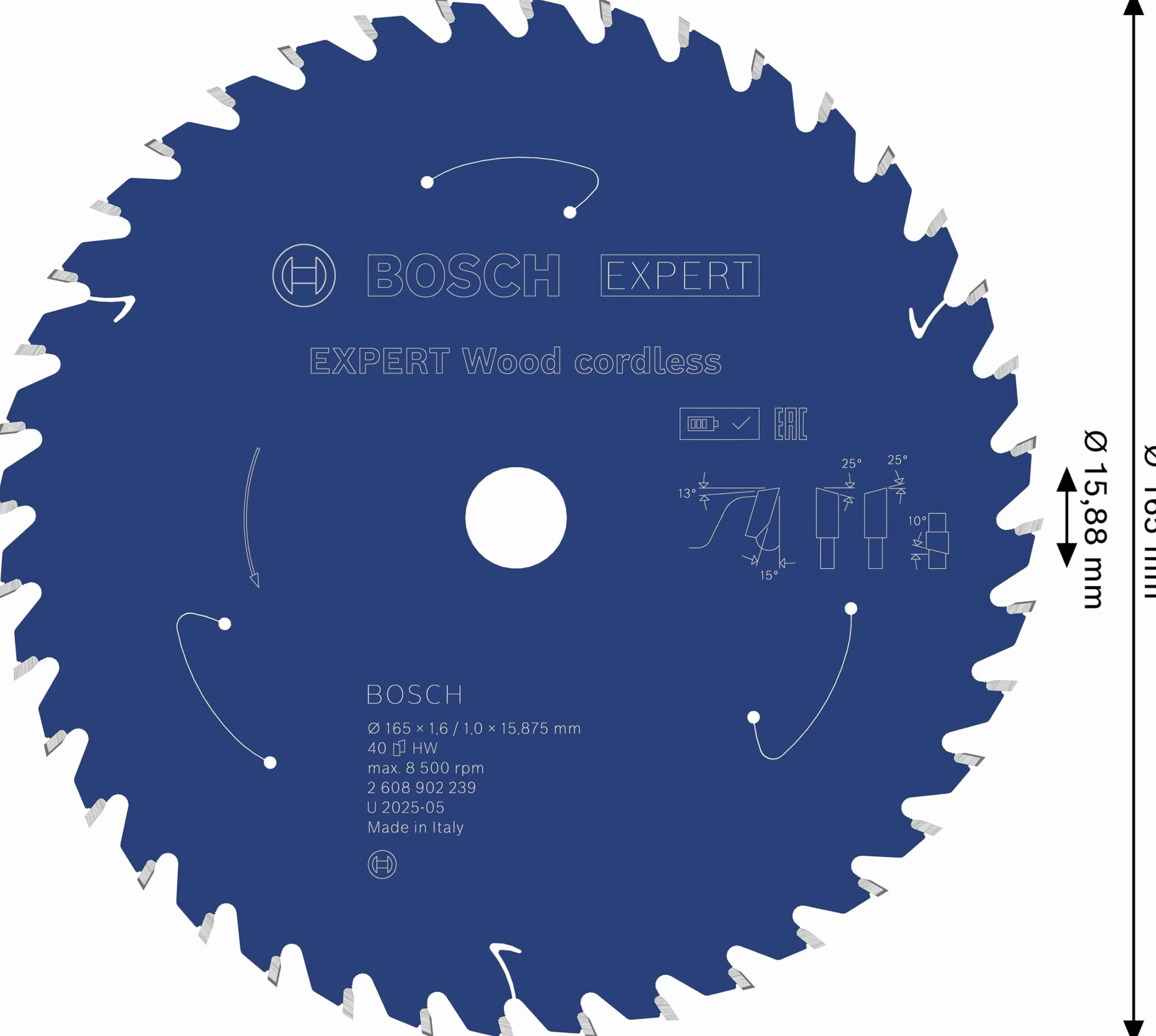 Bosch 1x Tarcza pilarska EXPERT Wood cordless (do Miękkie drewno, Ø mm, Professional Akcesoria Bezprzewodowe ręczne pilarki tarczowe)