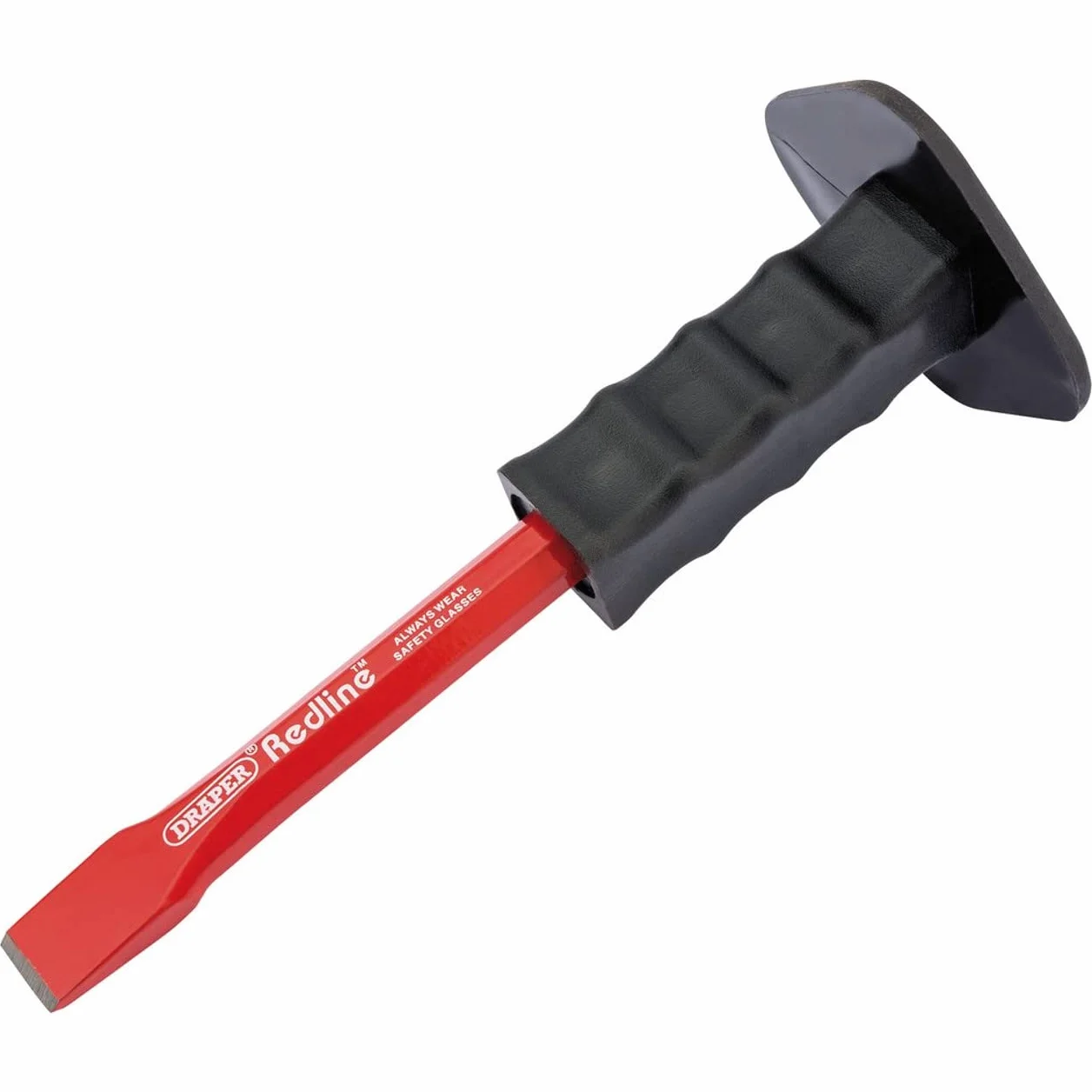 Draper Redline 68653 dłuto na zimno 19 x 250 mm, narzędzia ręczne do obróbki betonu, narzędzie ze stali węglowej, odporny na uderzenia, miękki uchwyt, osłona dłoni, 68653