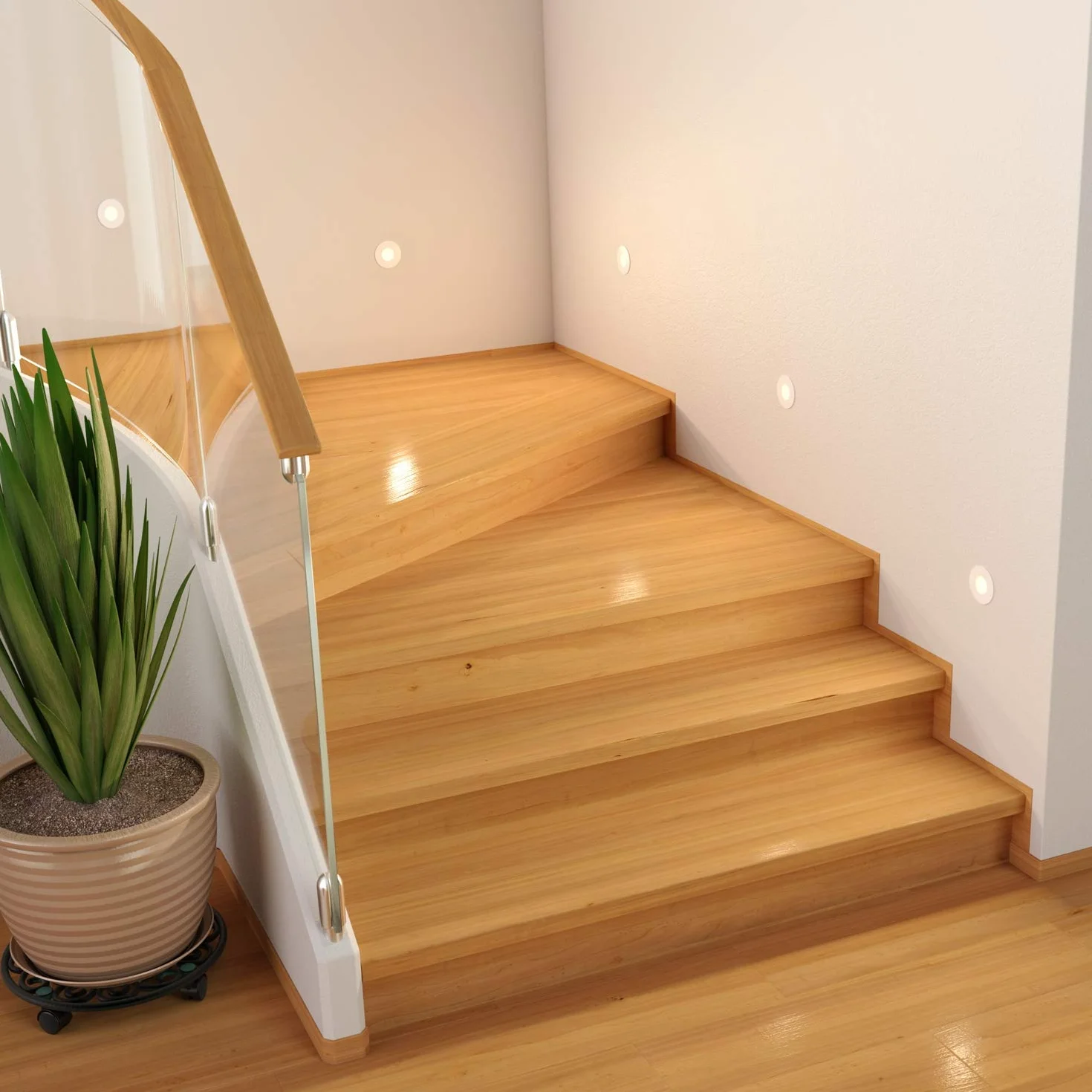 ledscom.de 10 Lampa schodowa LED/wpuszczana lampa ścienna FEX do użytku wewnątrz i na zewnątrz, okrągła, Ø 85 mm, ciepła biel