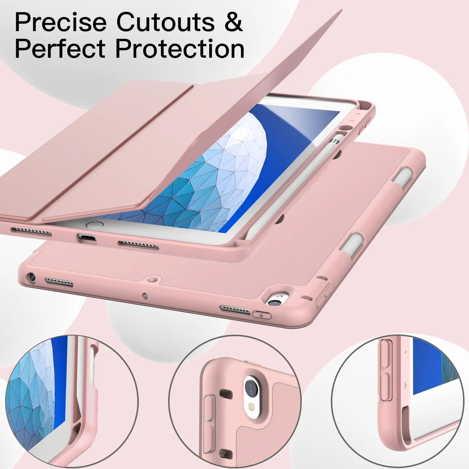 JETech Etui do iPad Air 3 10,5 Cala 2019 i iPad Pro 10,5 z Uchwytem na Długopis, Szczupły Pokrowiec na Tablet z TPU, Różowe Złoto