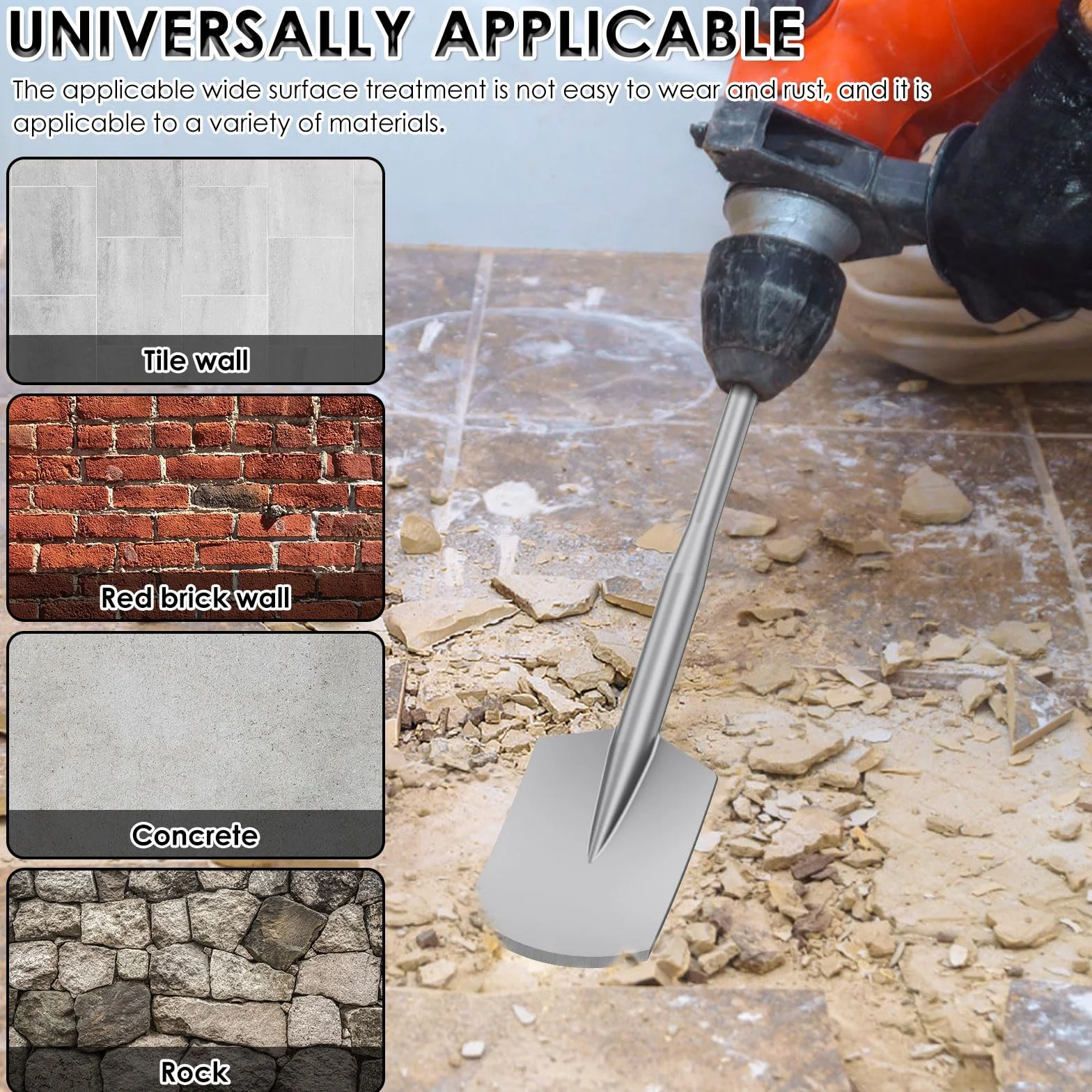 SDS Max szufla do błota, 450 x 110 mm, uchwyt SDS Max, do wiertarki, młotowiertarki, dłuta, walizka z tworzywa sztucznego, może być używana do kopania żwiru, zamarzniętego podłoża i asfaltu (1