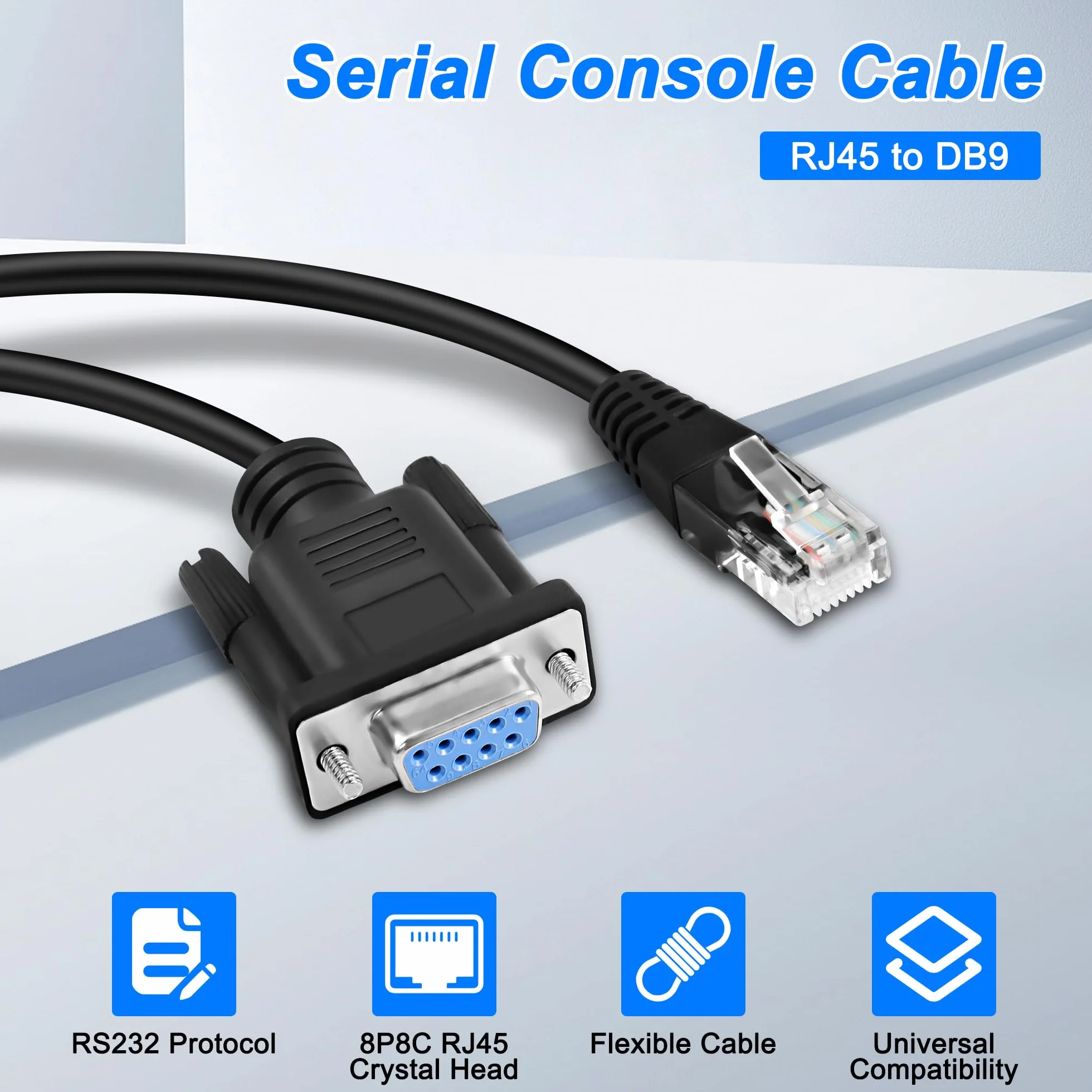 MEIRIYFA DB9 9PIN RJ45 kabel konsoli RS232 szeregowy Cat5 Ethernet LAN 28 cm