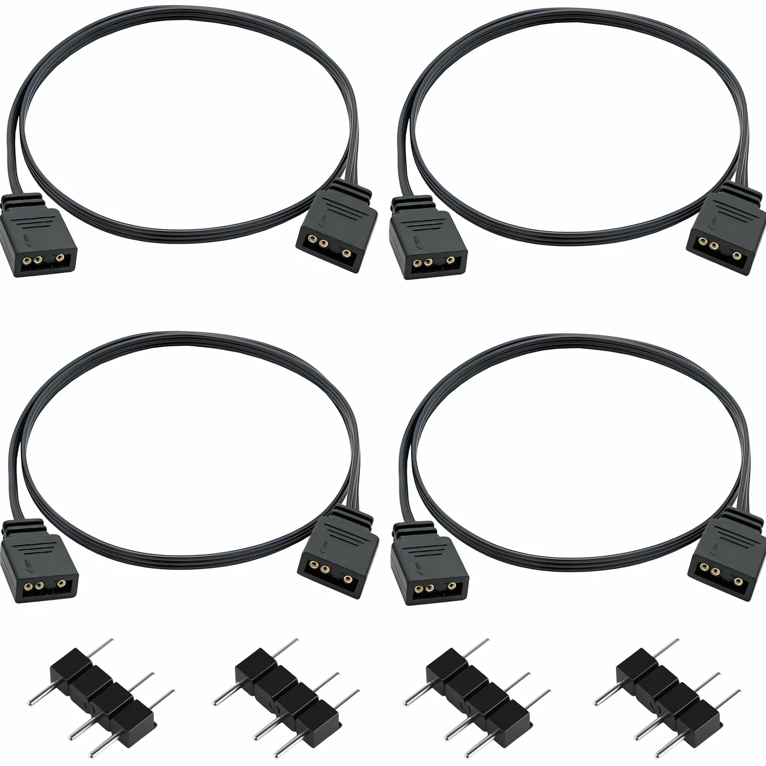 Joycabin Kabel przedłużający ARGB 50 cm 4 sztuki 5 V 3-pinowy do obudowy komputera chłodnicy procesora wentylatora RGB