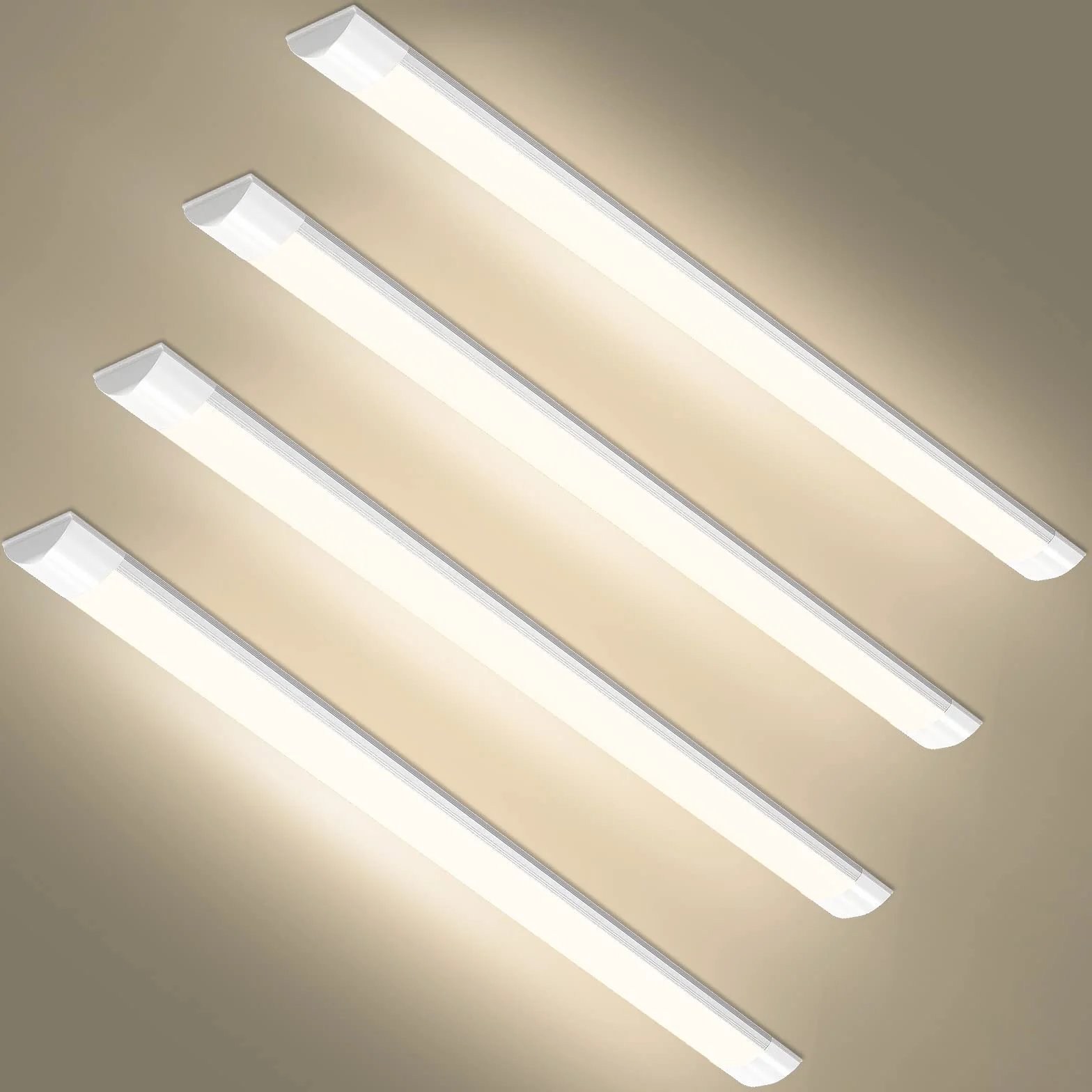 Viugreum 4 sztuki lamp LED 30 W, 90 cm, 3000 lm, lampa sufitowa LED, zintegrowana lampa sufitowa 4000 K (naturalna biel), lampa fluorescencyjna do biura, łazienki, kuchni