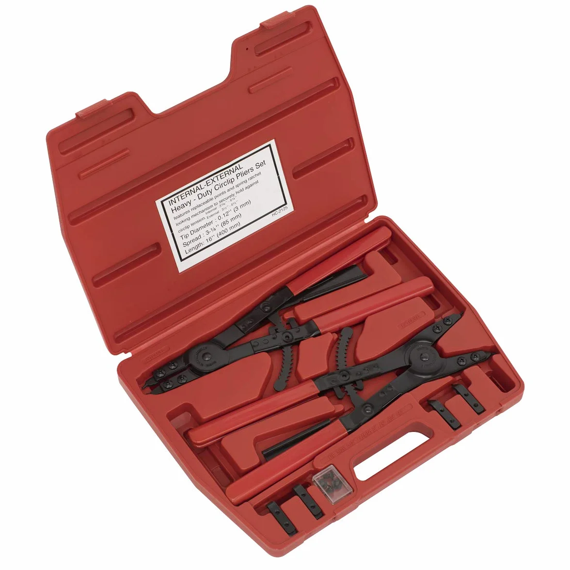 Sealey Ak8501 Zestaw szczypiec do pierścieni osadczych wewnętrzne/zewnętrzne 400 mm wytrzymałe