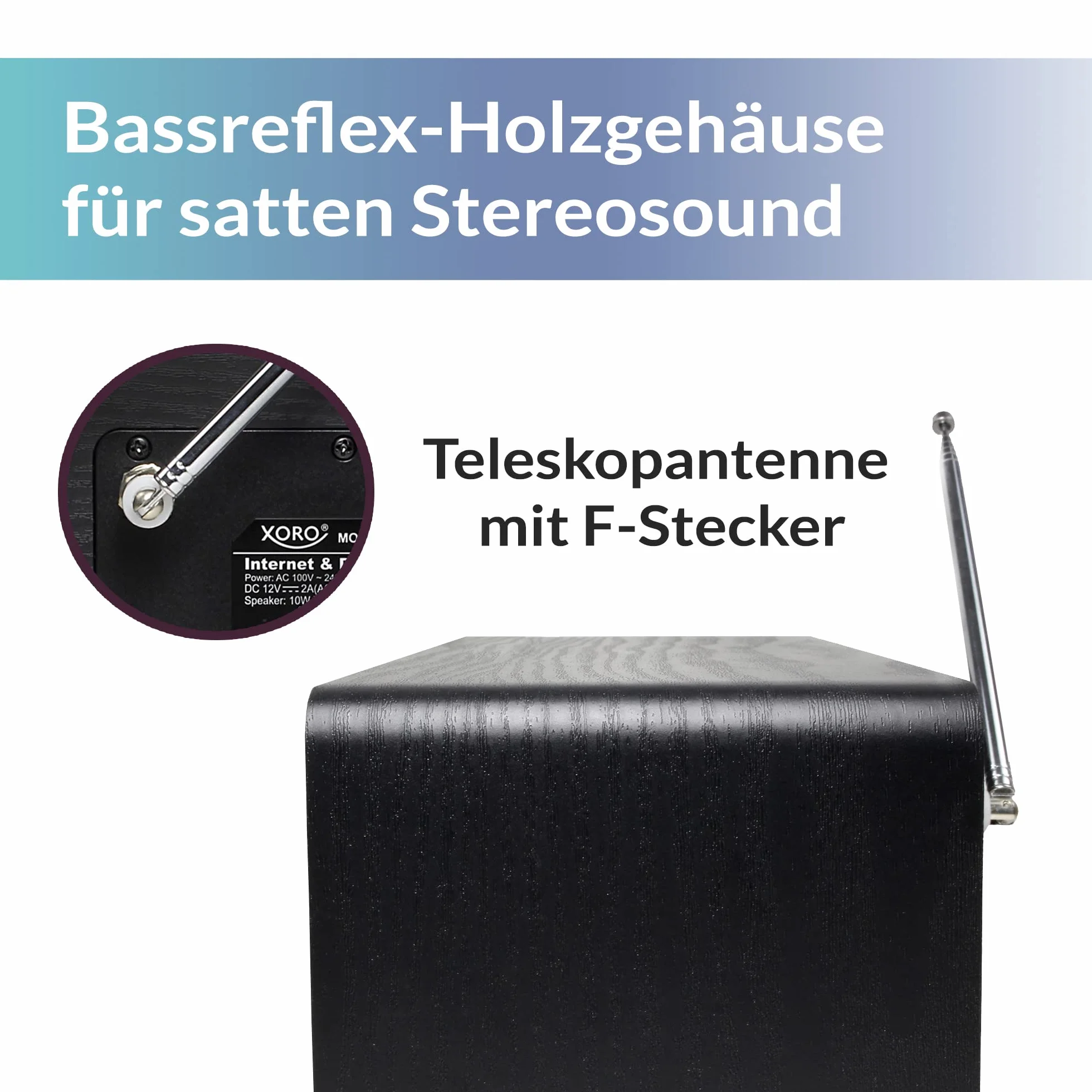 XORO DAB 700 IR radio internetowe WLAN UKF DAB+ Spotify Connect Bluetooth USB Mediaplayer głośnik stereo 2x10W budzik kolorowy wyświetlacz