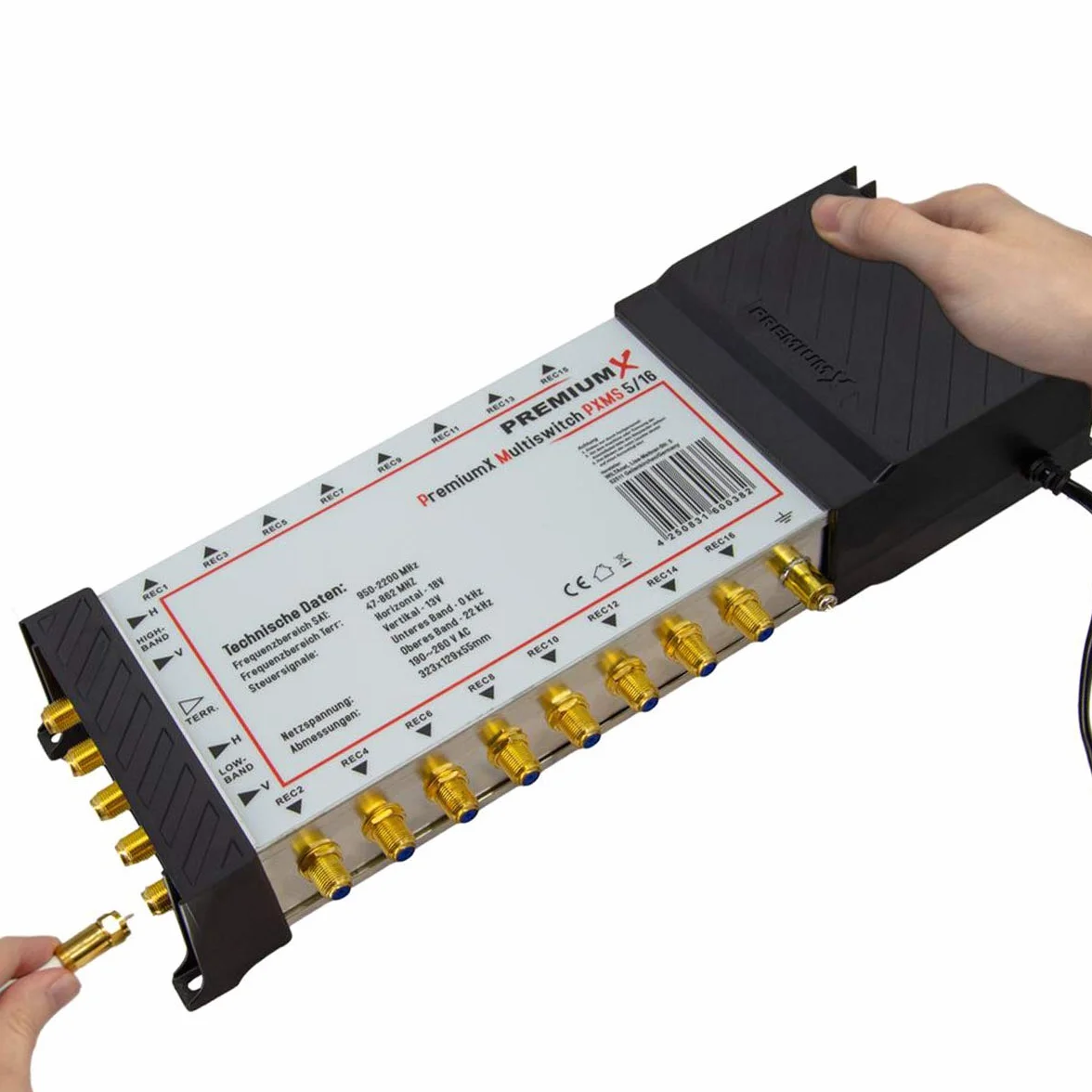 PremiumX PXMS Multiswitch 5/16 Dystrybutor sygnałów satelitarnych 16 użytkowników HDTV 4K 8K