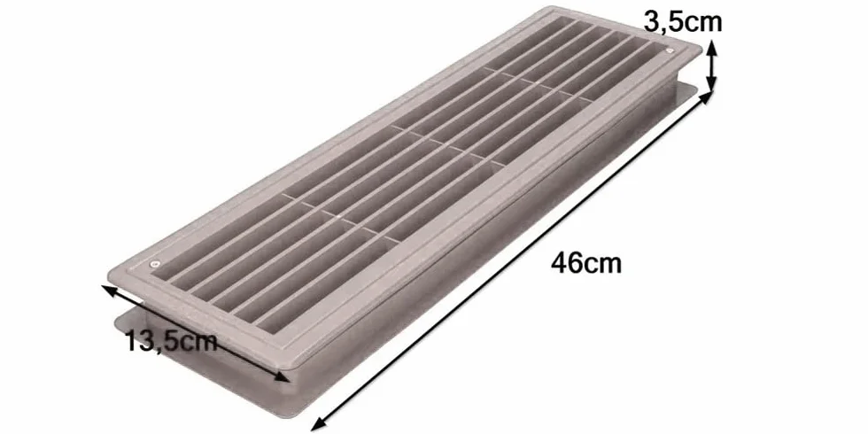 Kratka wentylacyjna do drzwi wewnętrznych, tworzywo sztuczne, 460 x 135 mm, kratka wentylacyjna na drzwi, do łazienki, kuchni (biała)