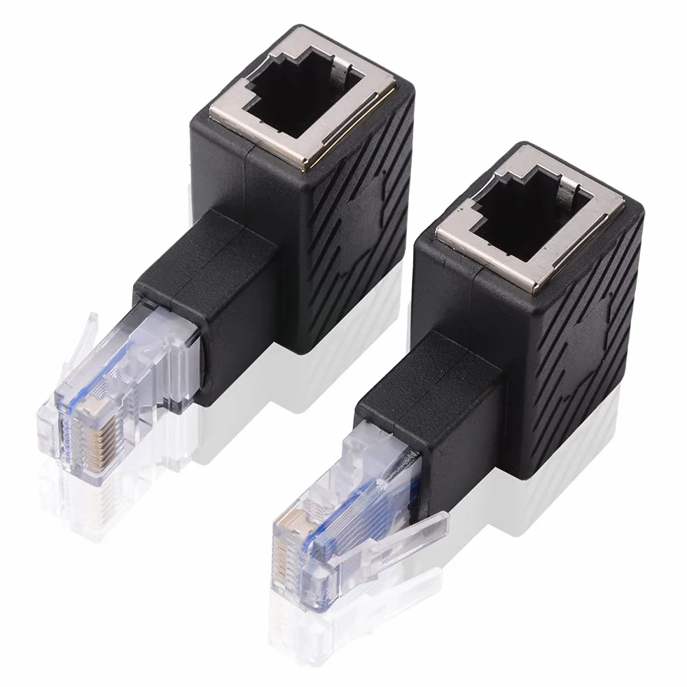 Adapter Ethernet 90 stopni RJ45 ekranowany Cat5 Cat6 prawy lewy kątowy